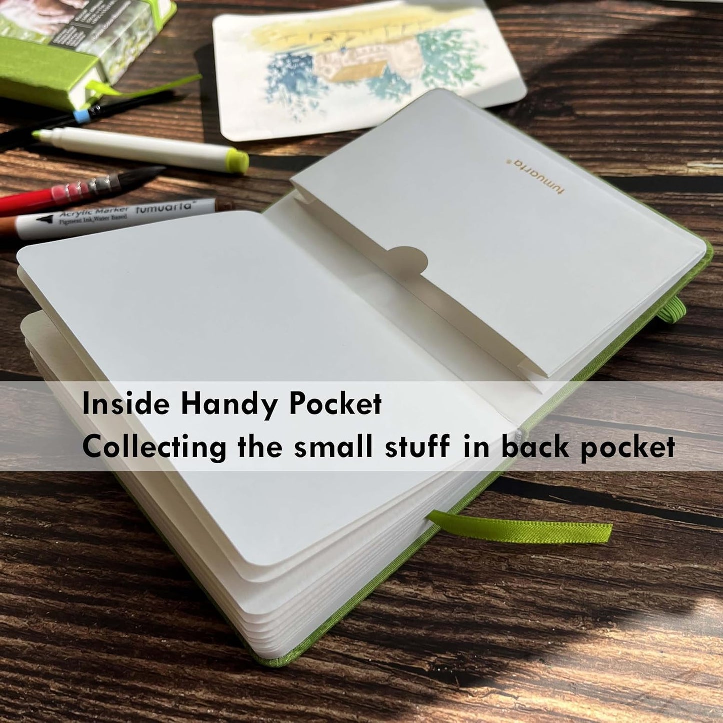 tumuarta Watercolor Sketchbook, 7.5x5, 140 LB, 300GSM, 100% Cotton Paper, Cold Press, 24 Sheets,48 Pages, Watercolor Journal for Use As Travel Sketch Book and Mixed Media Pad On The Go