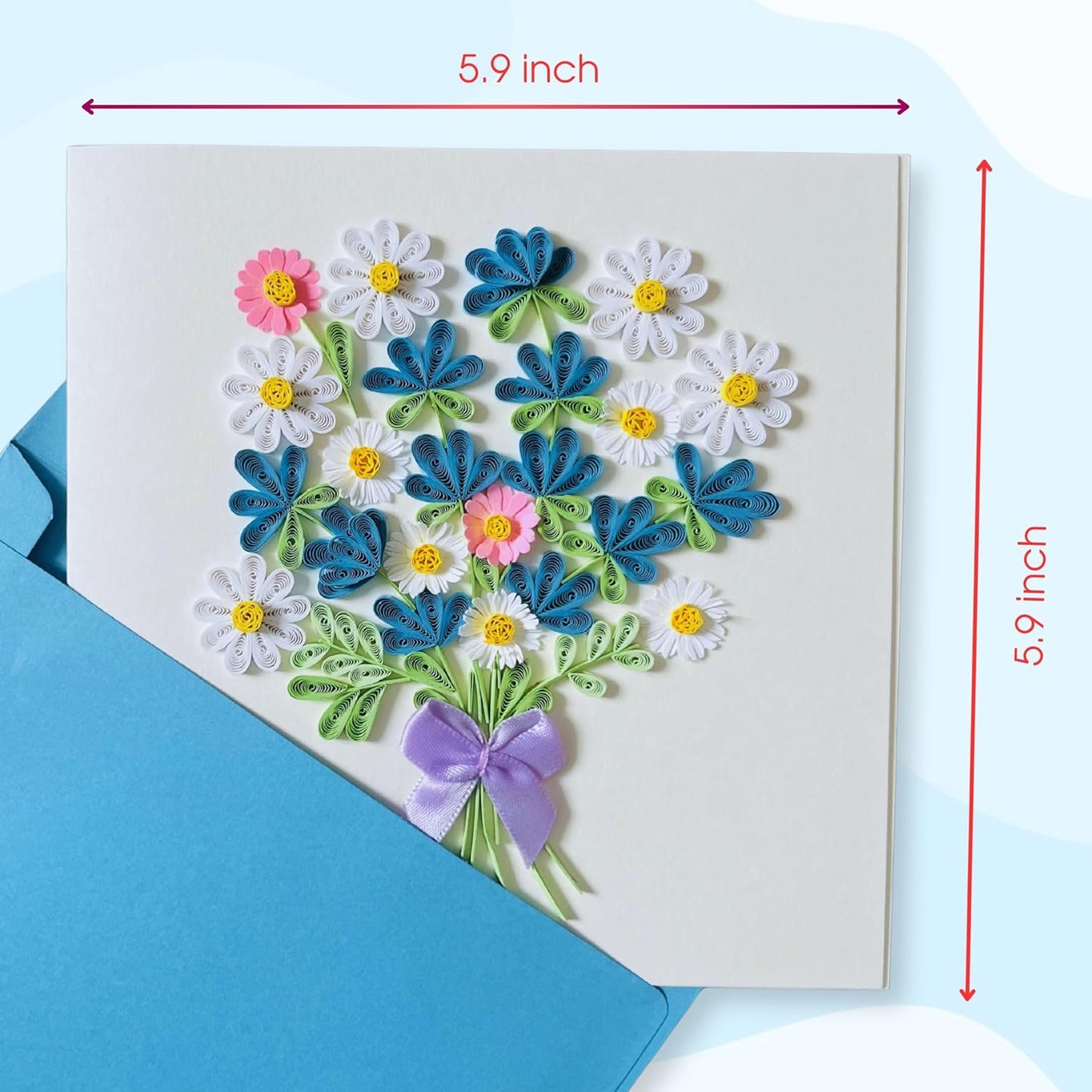 Quilling Cards, handmade card, quilled cards with Handmade Art Quilling birthday card for women, Birthday card, mother... colorful heart design (Daisy)