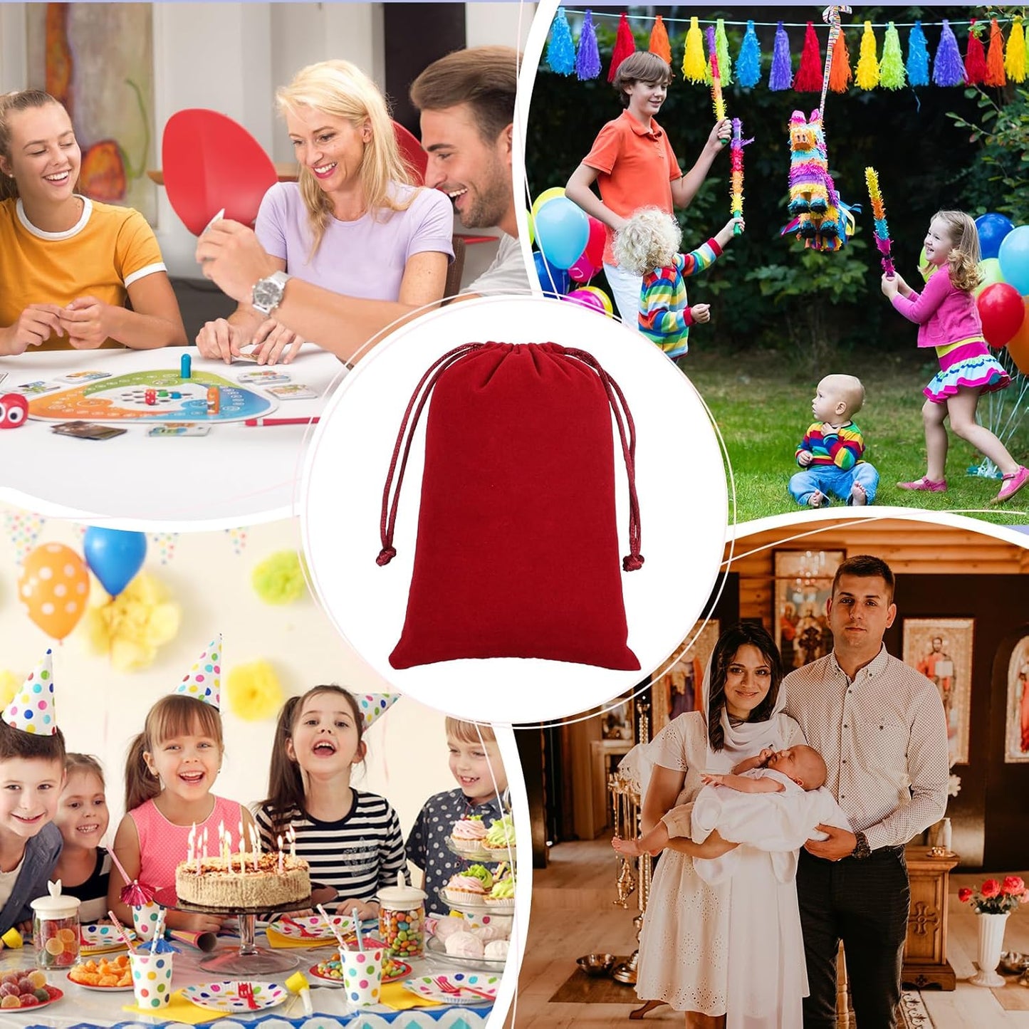 Velvet Drawstring Jewelry Bag, 50Pcs Wine Red Coin Pouch, 4x6 Tarot Card Holder For Wrapping Halloween Party Favors, Small Jewelry, Small Bussiness, Palm Crosses, Customers, For Church