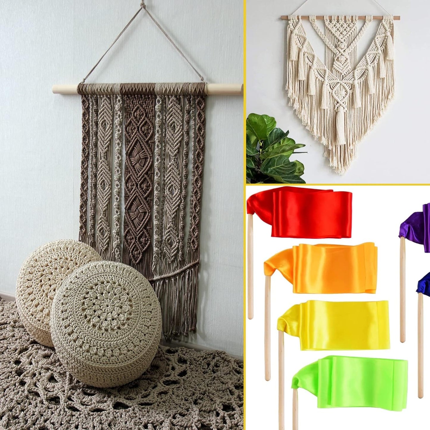 3/4 x 12 Wooden Dowels Wooden Sticks for Crafts, 6 PCS Macrame Wood Dowel Rods, Unfinished Hard Wood Sticks for Crafting, Arts and DIYers, Tiered Cake Support and Wedding Ribbon Wands