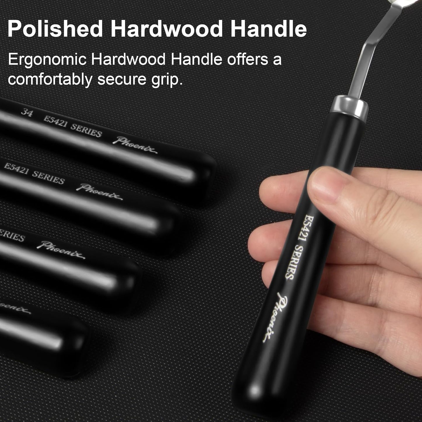 PHOENIX High Flexible Palette Knife Set, 5 Pieces Stainless Steel Painting Knives (32,34,50,46,53) Art Knife with Wood Handle, Paint Spatula for Oil Acrylic Paint