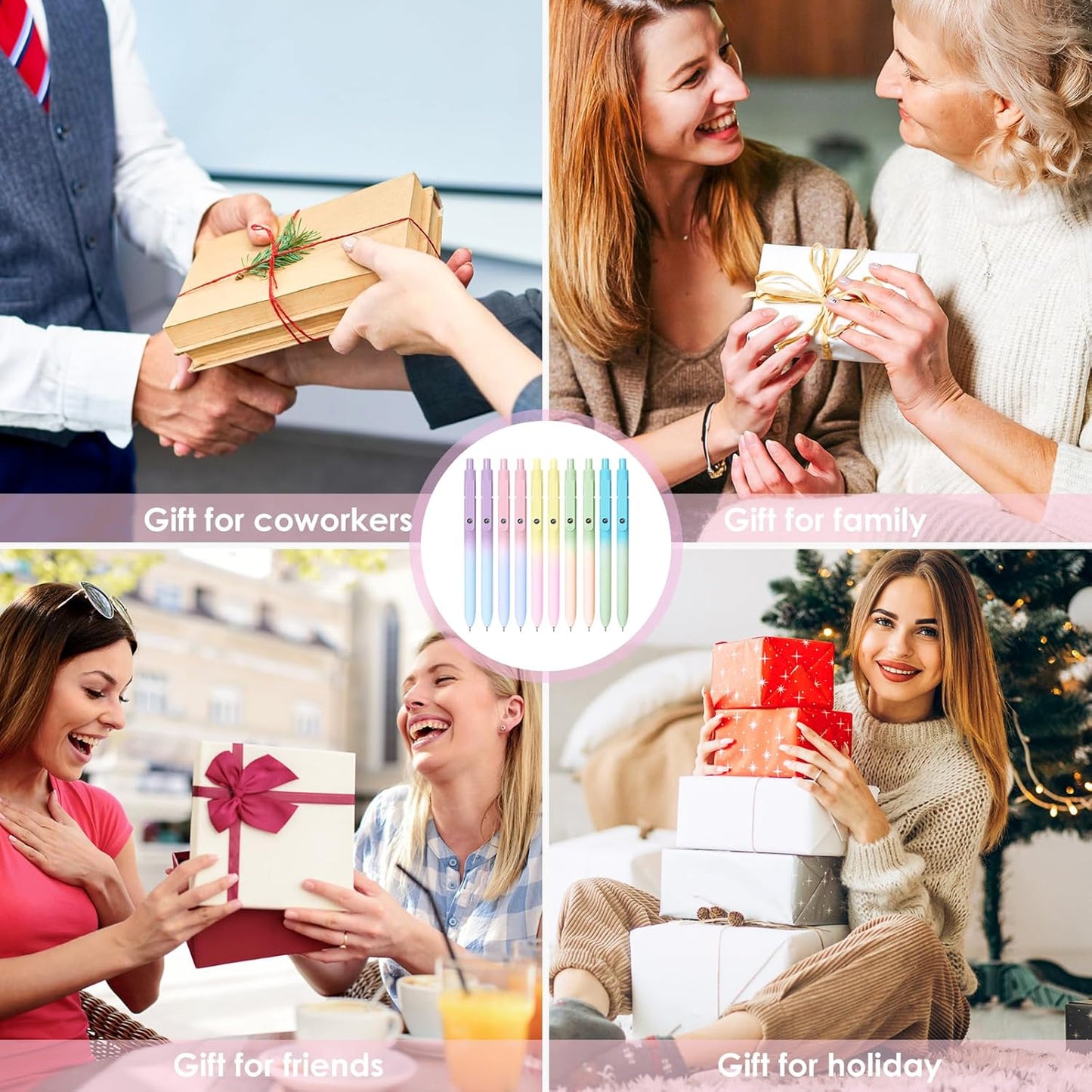 Gel Pens, 10PCS 0.7mm Gel Pens Black Ink Fine Point Smooth Writing Pens, High-End Series Ballpoint for School Office Supplies, Easter Basket Essentials, Easter Gifts for Men Women Student (Gradient)