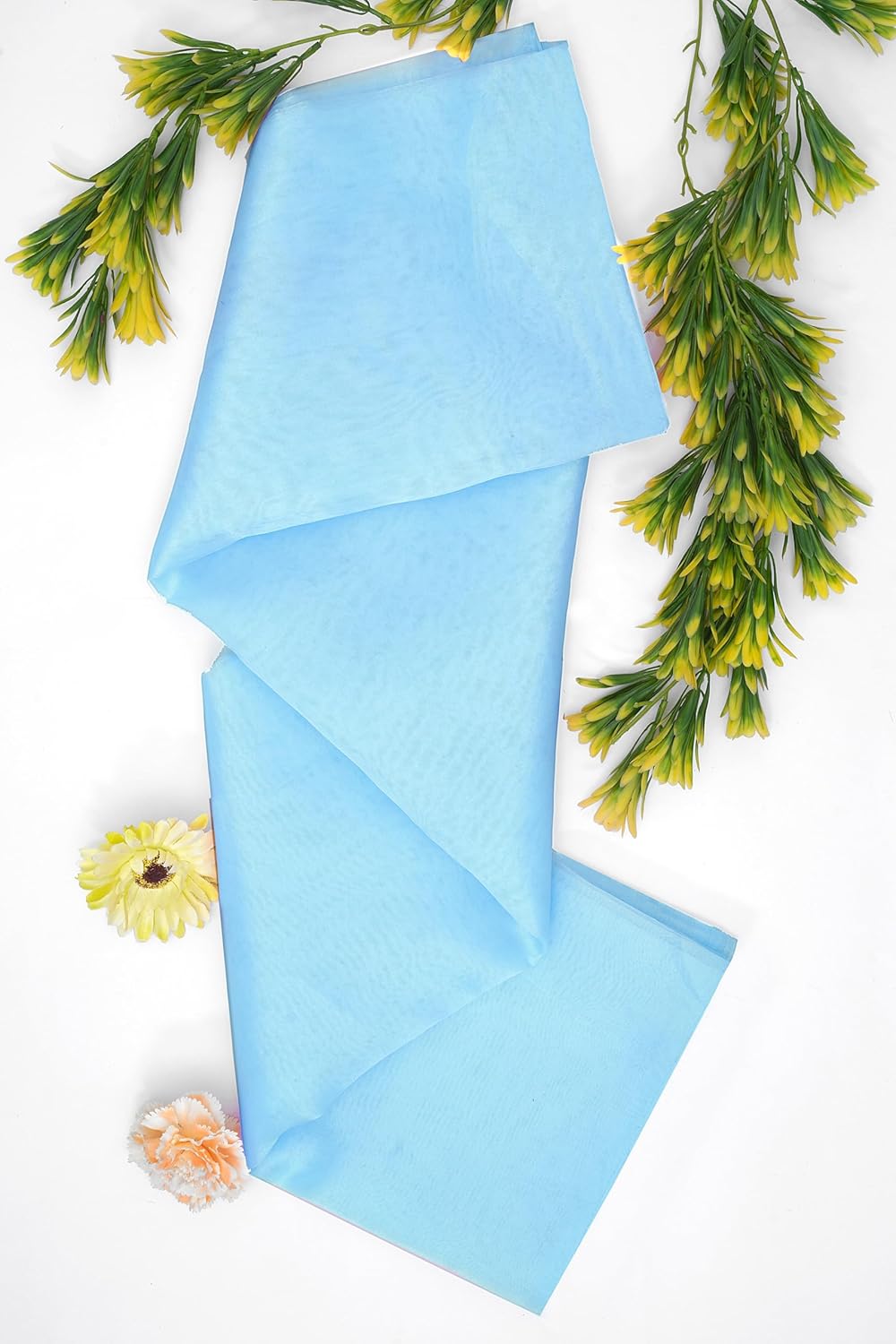 Organza Fabric 10 Yard Bridal Solid Sheer Bolt for Home Décor, Table Décor, Bridal, Fashion, Crafts, Decorations Silky Shiny Organza 44" - (10 Yard, Baby Blue)