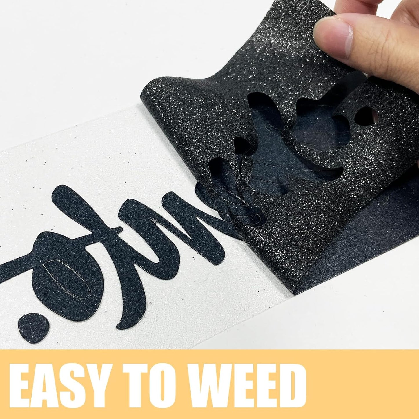 Black Glitter HTV Heat Transfer Vinyl Rolls- 10" x 8ft. Glitter HTV Black for Shirts. Iron on Vinyl and Heat Transfer Vinyl for All Cutters Machines. Easy to Cut & Weed Heat Vinyl Designs