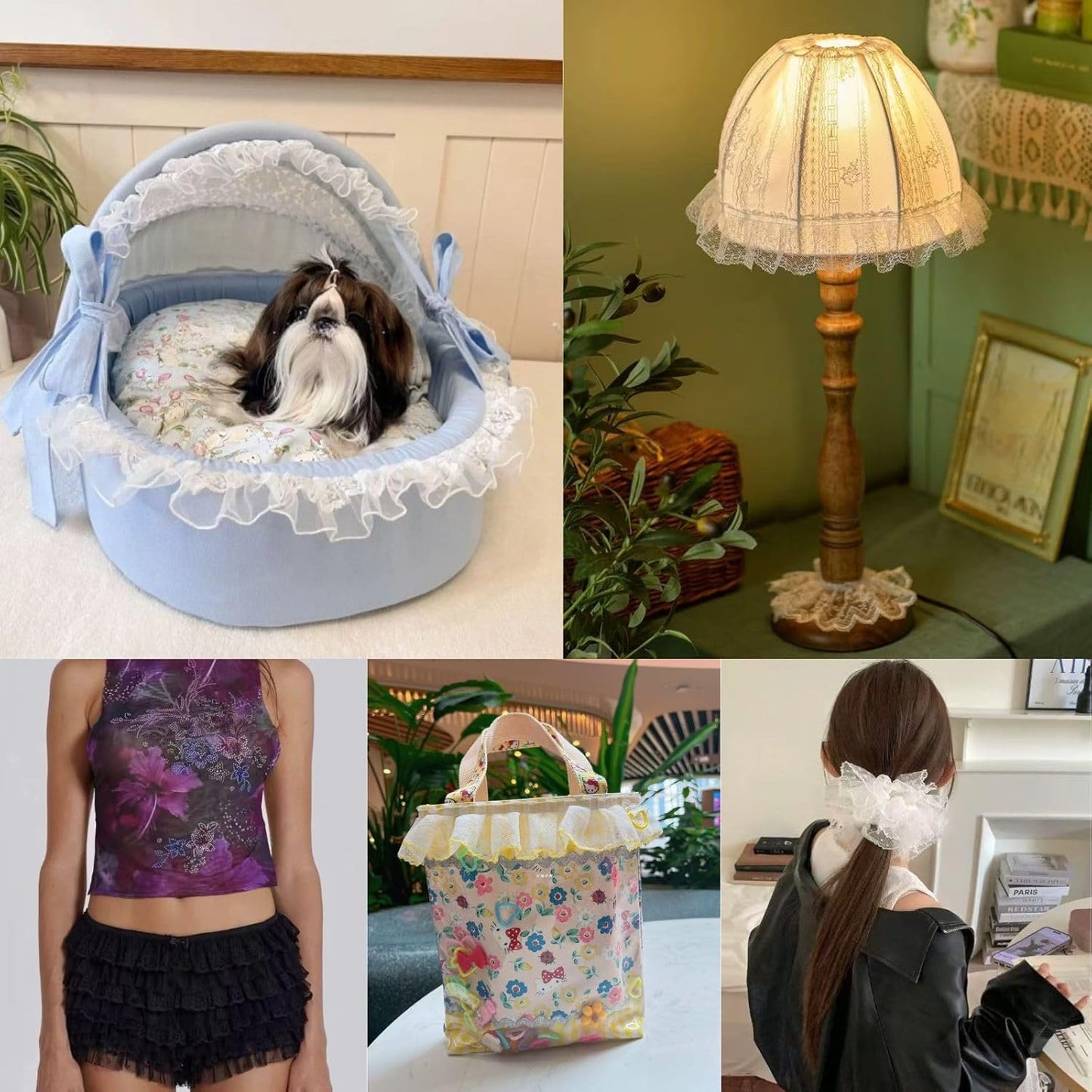 Dots Lace Ruffle Trim for Sew, Crafts 2.4" x5yd Single Layer Pleated Edge Lace Ribbon (Yellow)