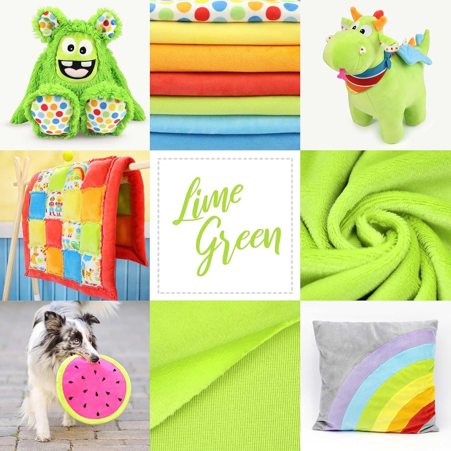 kullaloo Plush Fabric | Solid Lime Green Minky Fabric for Sewing | Super Soft Cuddle Material | 39.5x29.5 | Plushies, Baby Blankets, Pillows, Dog Beds, Cat Beds, Baby Accessories, Apparel & More