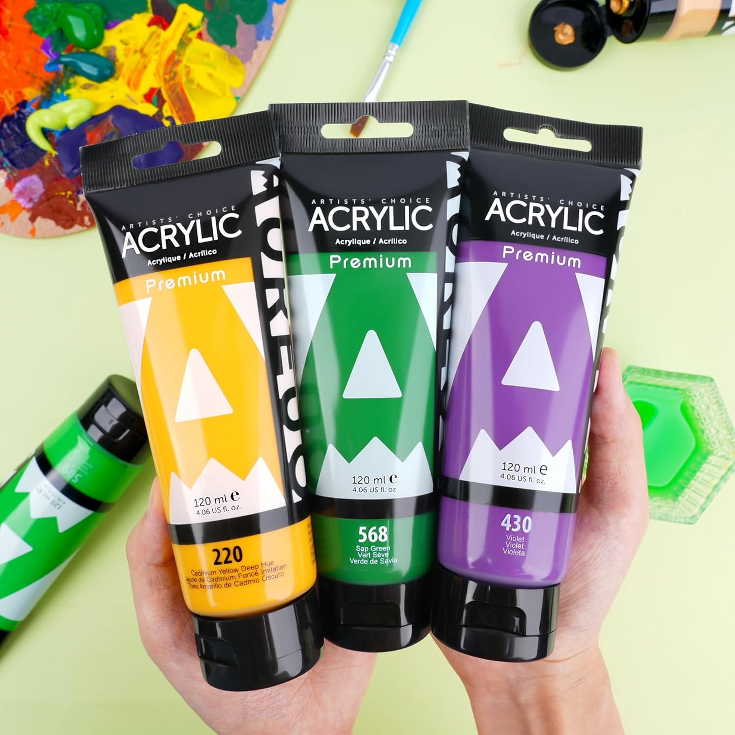 AUREUO Hooker's Green Acrylic Paint, 4 Fl Oz / 120ml Single Tube, Rich Pigment Art Craft Paints for Canvas, Rocks, Wood, Ceramic, Fabric - Art Supplies for Beginners, Professionals, Artists