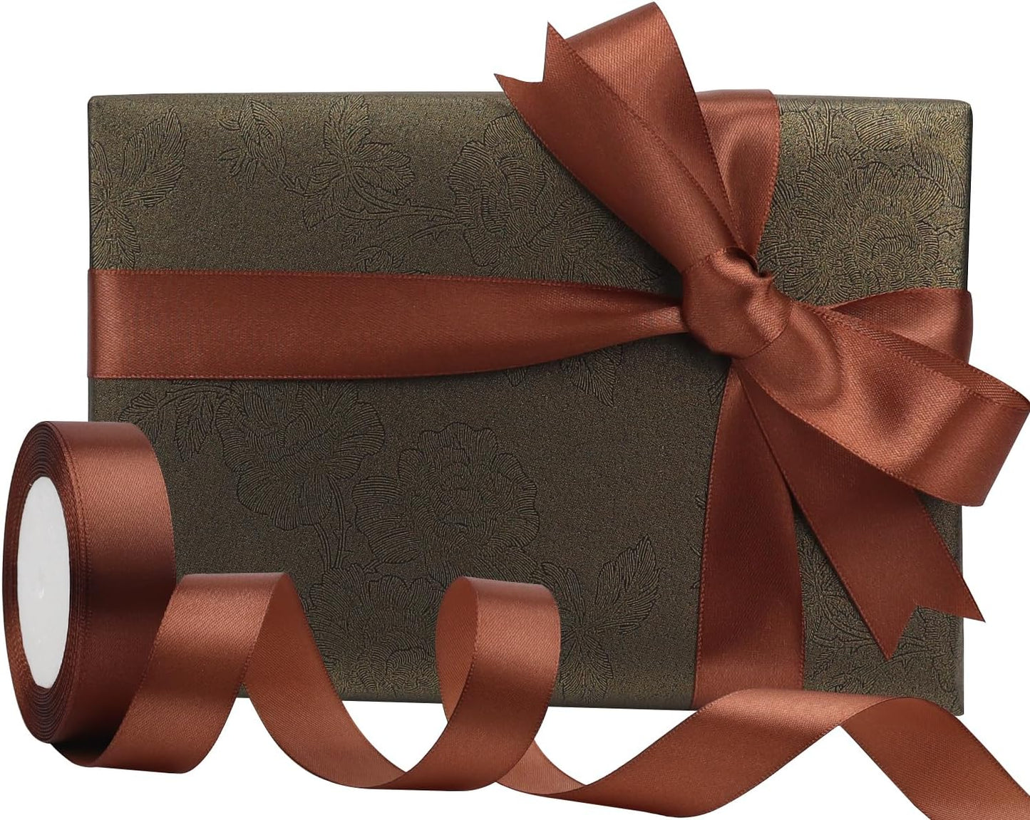 Brown Solid Satin Ribbon 1 Inch 25 Yards Solid Polyester Fabric Ribbon for Gift Wrapping Wedding Christmas Baby Shower Birthday Party Decoration Handmade Immortal Flower Craft