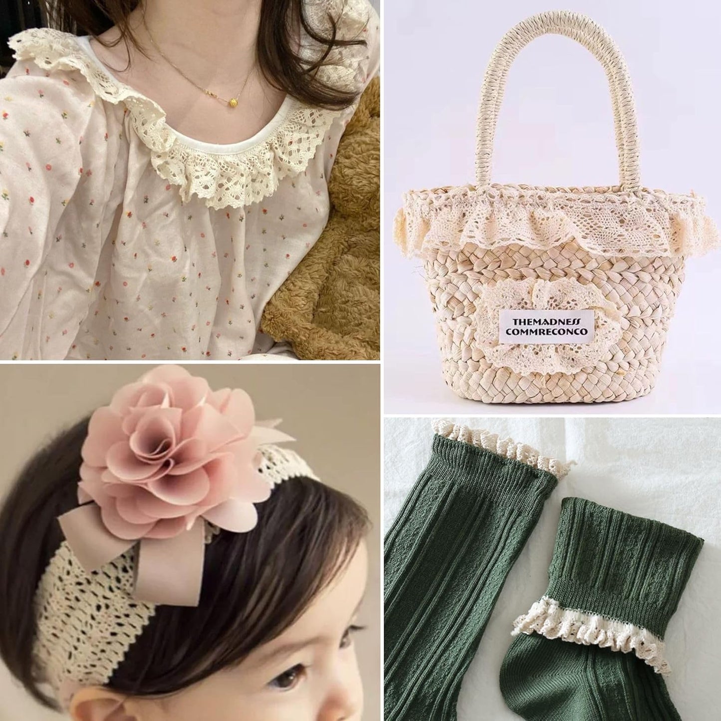 Beige Ruffle Lace Trim 3.55''x3yds Gathered Elastic Lace Ribbon for Sewing Crafts, Apparel Home Decor