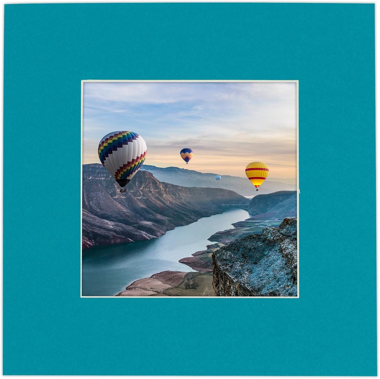 5x7 Mat for 8.5x11 Frame - Precut Mat Board Acid-Free Show Kit with Backing Board, and Clear Bags Teal Blue 5x7 Photo Matte Made to Fit a 8.5x11 Picture Frame Matboard for Framing, Pack of 25 Mats