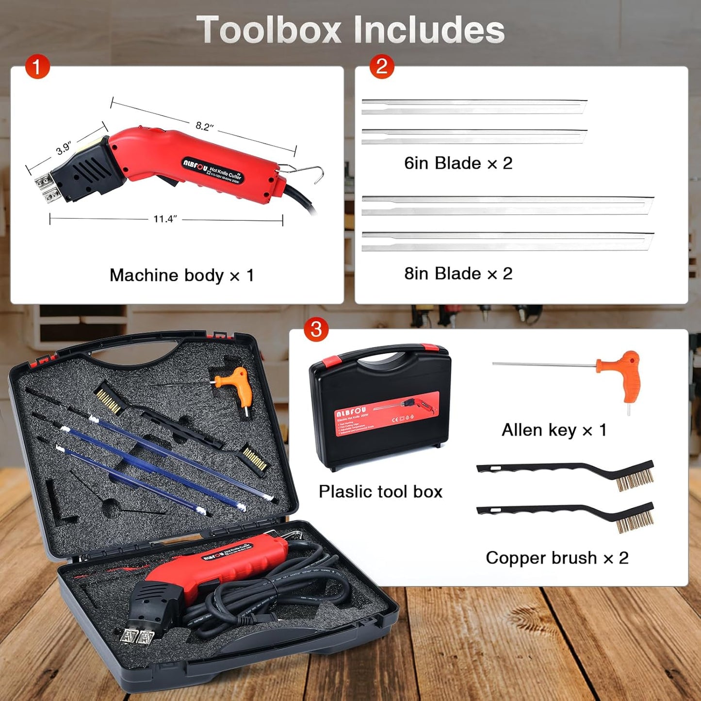 Foam Cutter Electric Hot Knife Styrofoam Cutter Foam Cutting Tool Hot Knife Foam Cutter Air Cooled 200W 110-120V (4 Blades) for XPS,EPS,EPP,EVA,EPE,KT Board,PU,Sponge