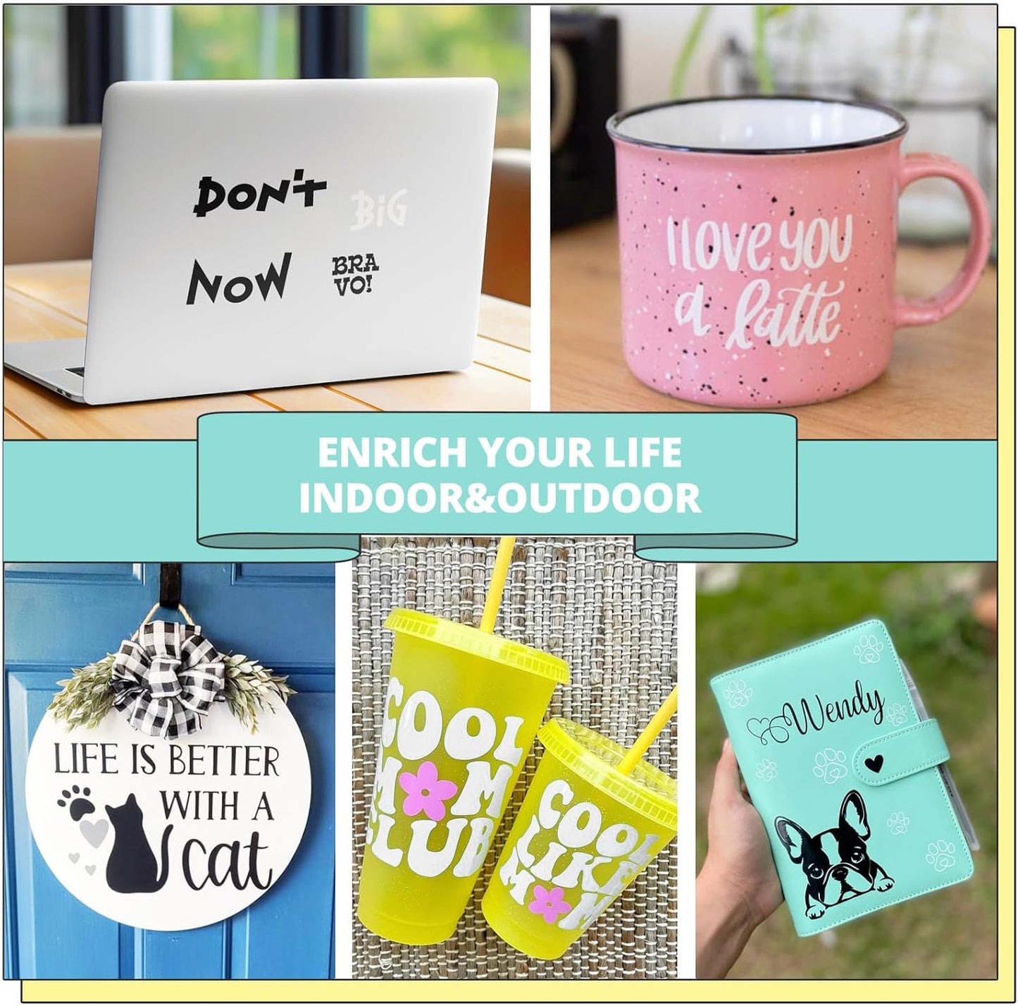 HTVRONT Black & White Permanent Vinyl for Cutting Machine - 14 Pack 12" X 12" Glossy Adhesive Vinyl, Permanent Vinyl Sheets for Craft Projects, Permanent Adhesive Vinyl, Silhouette Cameo