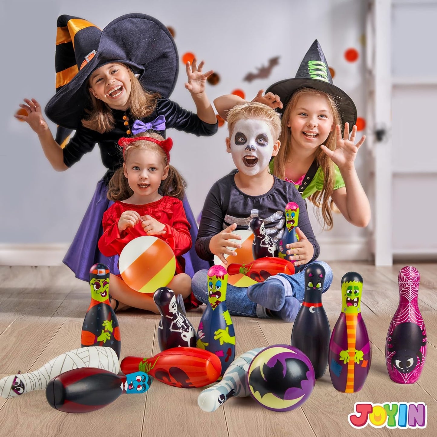 JOYIN Halloween Foam Bowling Set for Kids Toys Party Supplies, Get-Together Party, Game Day Events, Indoor Outdoor Toy Game with 10 Pins & 2 Balls Fun Sports Games, Birthday Parties