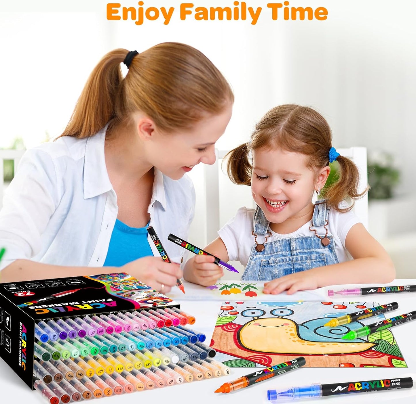 72 Colors Acrylic Paint Markers, Soft Brush Tip Pens and Markers, Water-Based Acrylic Paint Pens for Wood, Stone, Canvas, Glass, Fabric, Egg, Rock Painting and DIY Crafts Art Supplies