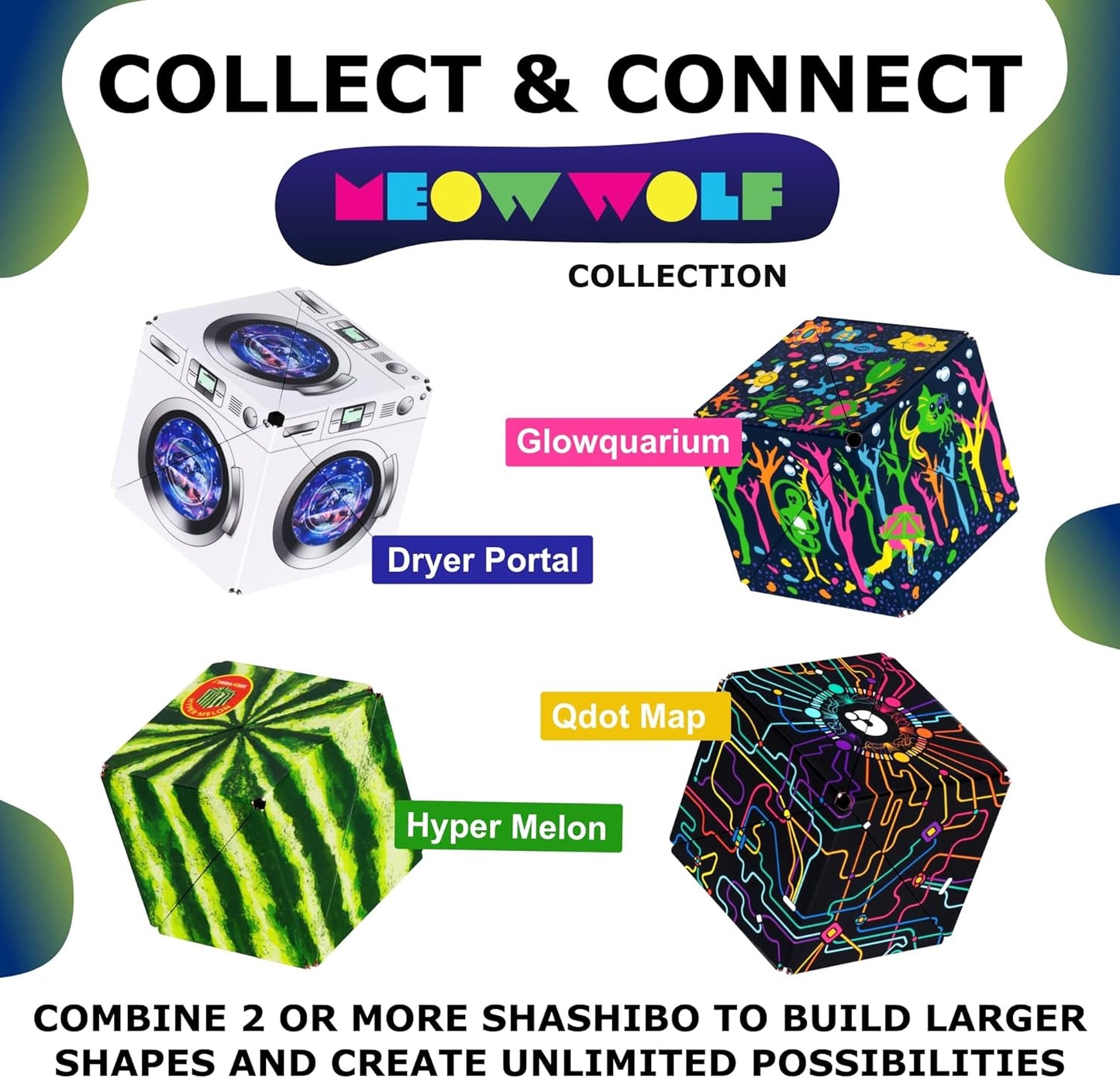 SHASHIBO Shape Shifting Box - Award-Winning Fidget Toy w/ 36 Rare Earth Magnets - Fidget Cube Transforms Into Over 70 Shapes, Sensory Toy Gift for Kids, Teens, and Adults (Hyper Melon)