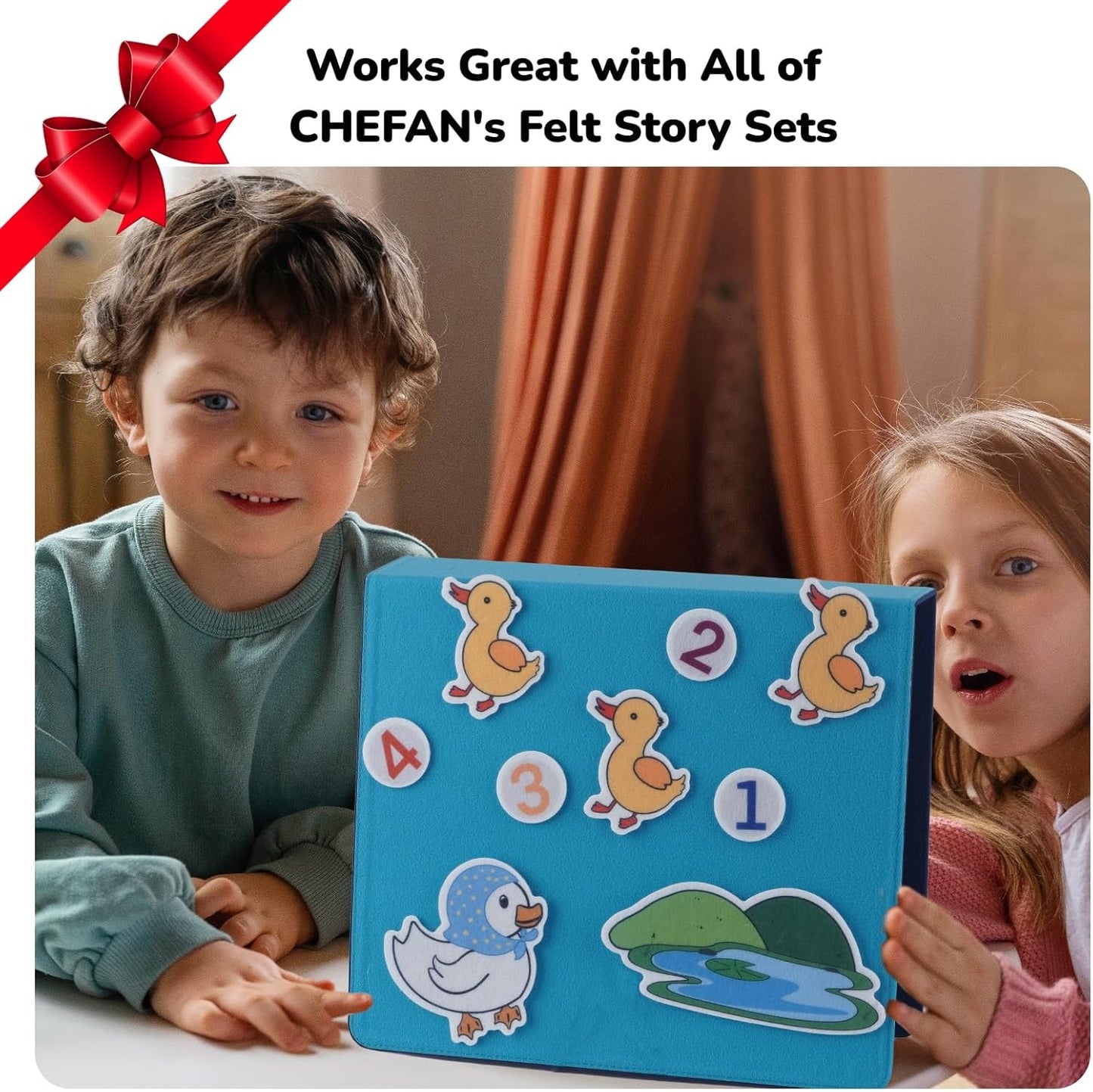 CHEFAN Felt Board for Toddlers, 2 Pack Multi-Functional Felt Pieces Storage Binders, Flannel Stories Board, Freestanding Flannel Story Learning Set and Storage Bag for Preschool, Teacher