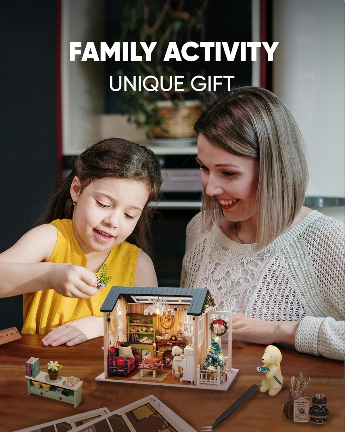 DIY Miniature House Kit, DIY Dollhouse Kit for Adults to Build, Mini House Kit with LED, Mayberry Street Miniatures, Ideal Gifts for Birthday,Valentine(Holiday Times)