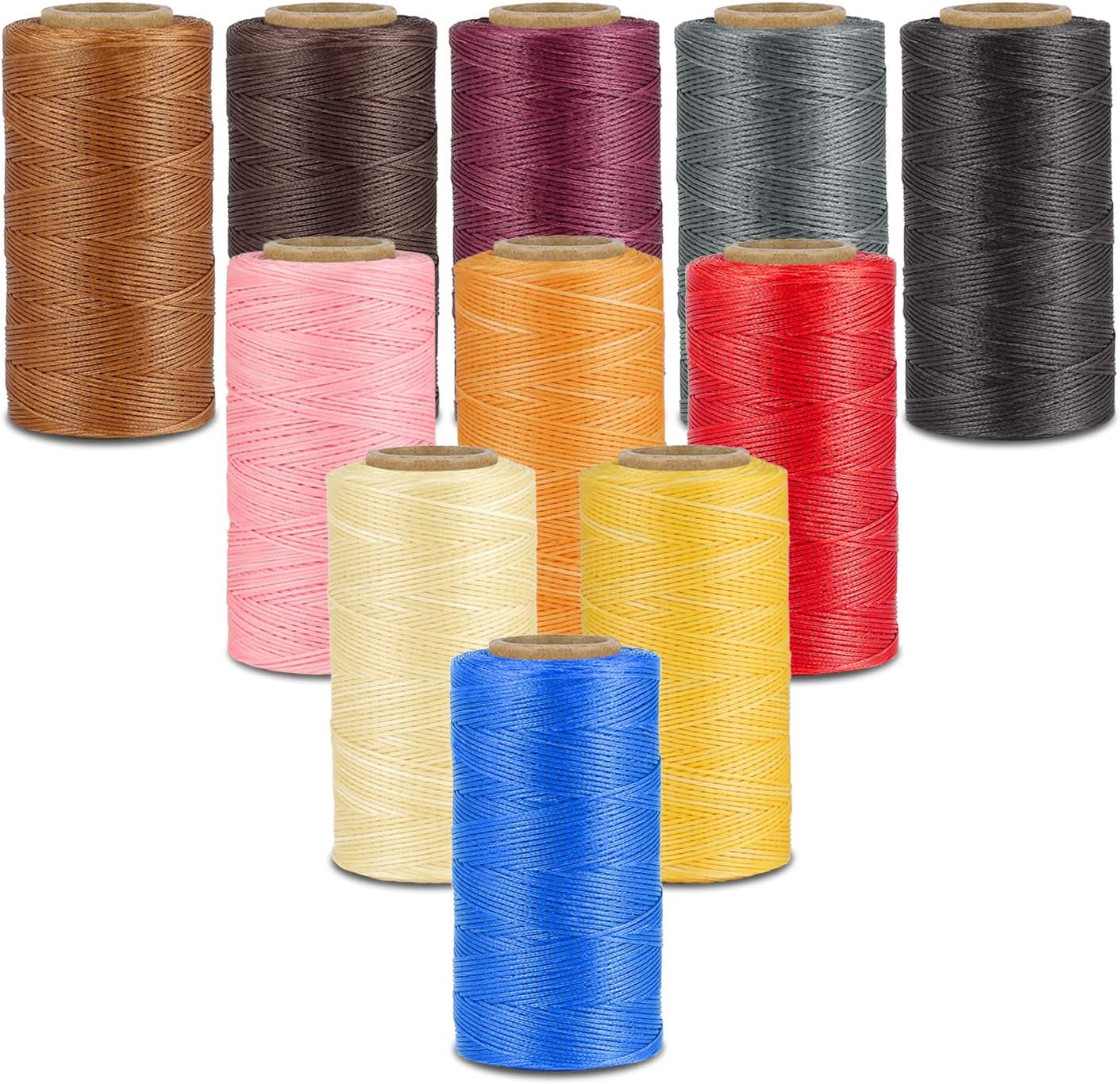 Flexzion Waxed Thread - 284 Yards (260 Meters) 0.8mm 150D Polyester Wax Thread for Leather Sewing, Bookbinding, Stitching, Repairing, Beading, & DIY Projects (Dark Blue)