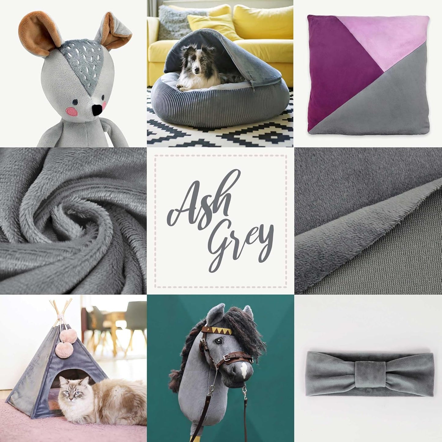 kullaloo Plush Fabric | Solid Ash Grey Minky Fabric for Sewing | Super Soft Cuddle Material | 39.5x29.5 | Plushies, Baby Blankets, Pillows, Dog Beds, Cat Beds, Beanies, Baby Accessories, Apparel