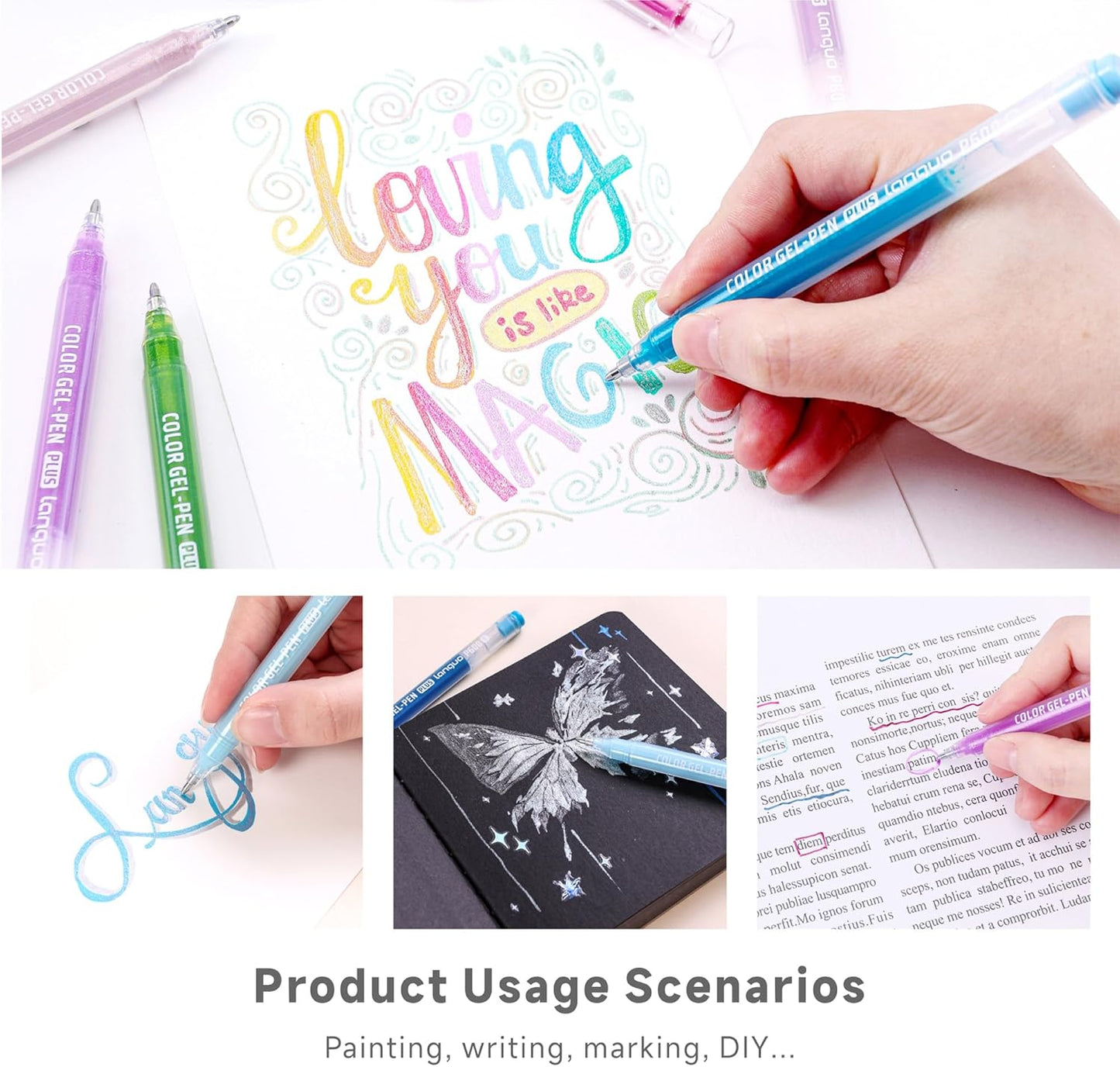 72 Color 1.0mm Glitter Markers for Adults Painting, Christmas Card Drawing, Birthday Blessing Graffiti, Art Bookkeeping DIY Pen