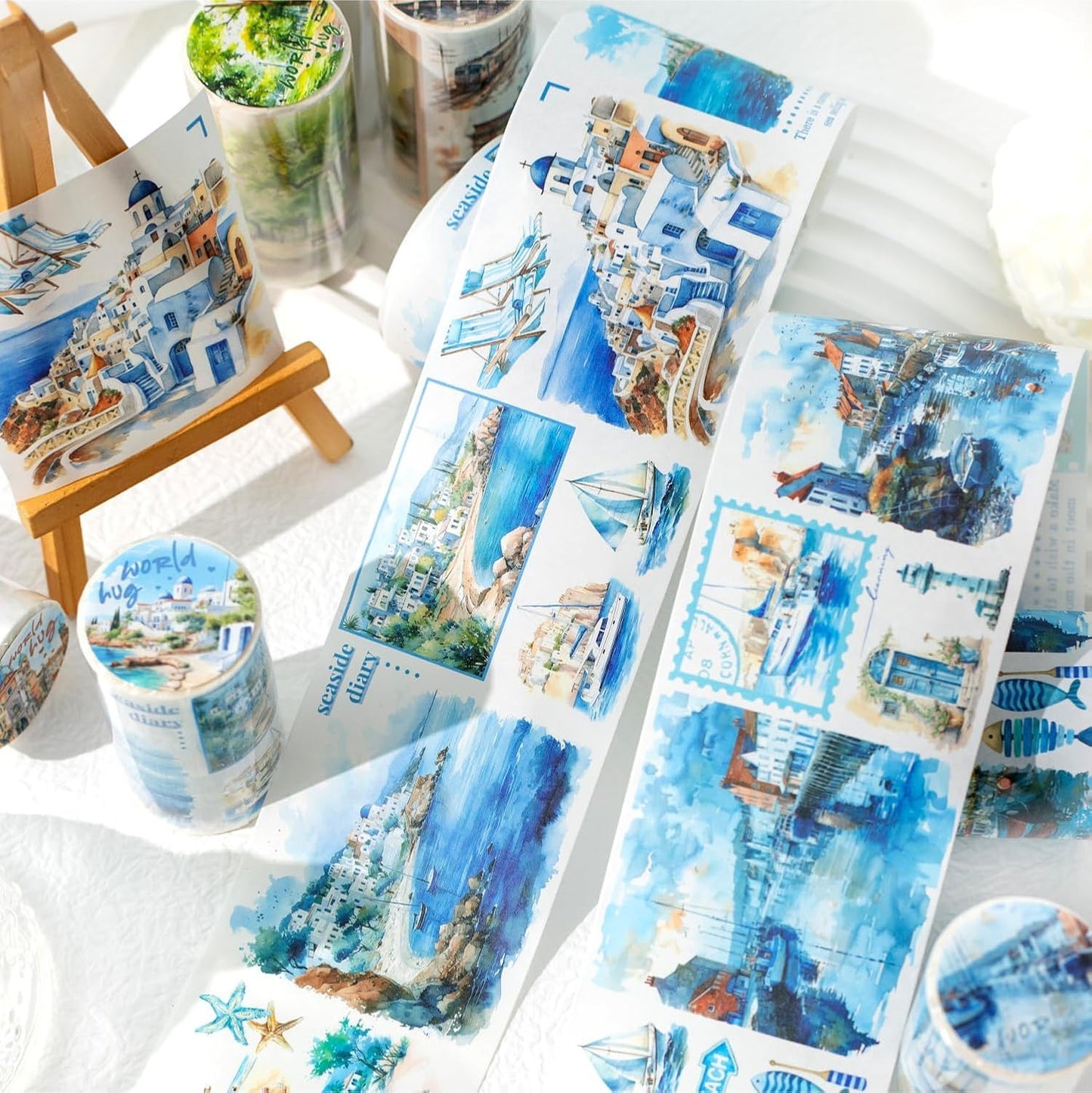 Washi Tape Set,6 Rolls Landscape Tape Stickers for Scrapbooking,Scrapbook Supplies,Junk Journal,Journaling Supplies,Planner,DIY Arts Crafts(Embrace The World)