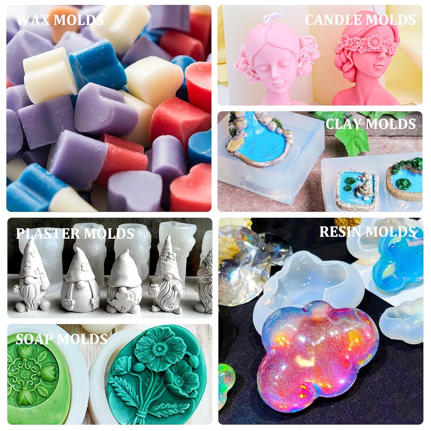 Silicone Mold Making Kit - 170oz Translucent Liquid Silicone Rubber 1:1 Mixing Ratio for Mold Making, Fast Curing DIY Molding Kit for Resin Casting, Candle Molds, Soap Molds, Craft (3 Colors)