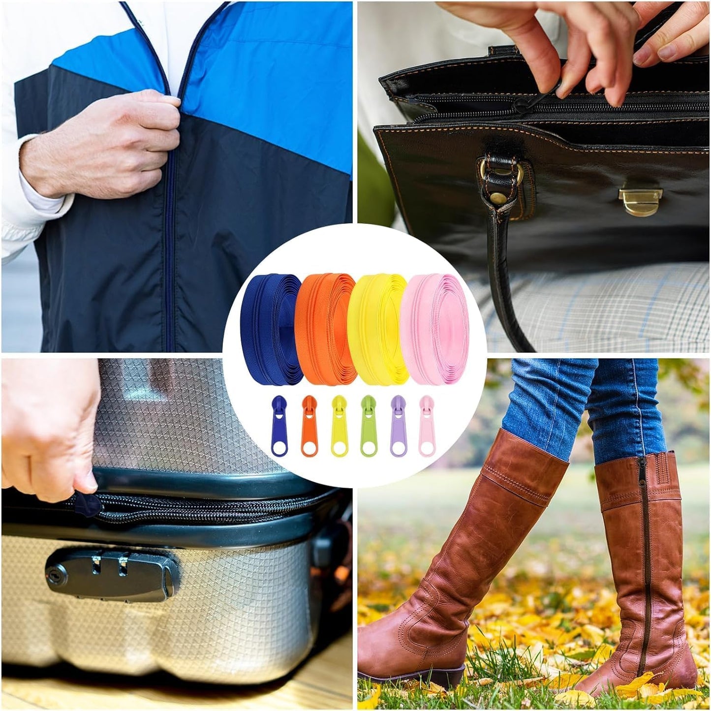 DOITEM 14 Colors Zippers by Yard, 3 mm Zipper 39 Meter 43.5 Yard Nylon Endless Zipper Set with Slider and Zipper