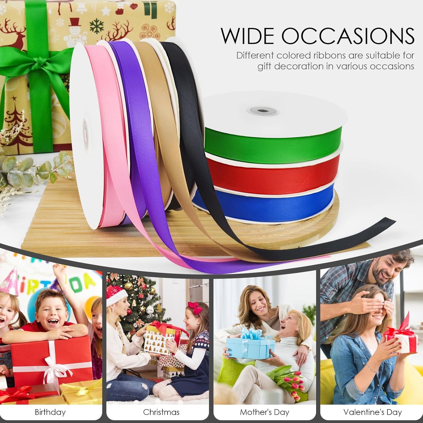 100 Yards 1.5 inch Grosgrain Ribbon, Solid Color Fabric Ribbon Perfect for Gift Wrapping, Wedding, Handmade Bows, Floral Bouquets and Party Decoration(Black)