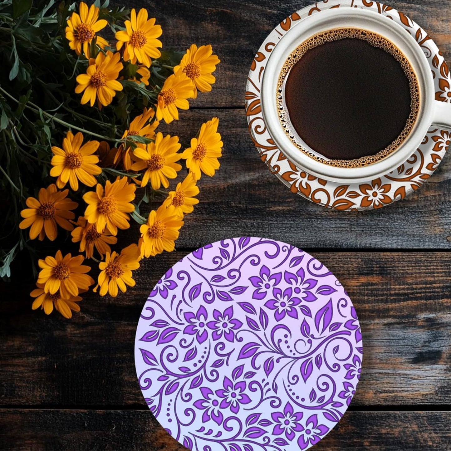 CHGCRAFT Vine Flower Polymer Clay Texture Sheets Single Seamless Plants Floral Pattern Silicone Texture Stamp Clay Texture Mat Modeling Pattern Pad Sheets for Jewelry and Earrings Tools, 5.5x5.5 inch