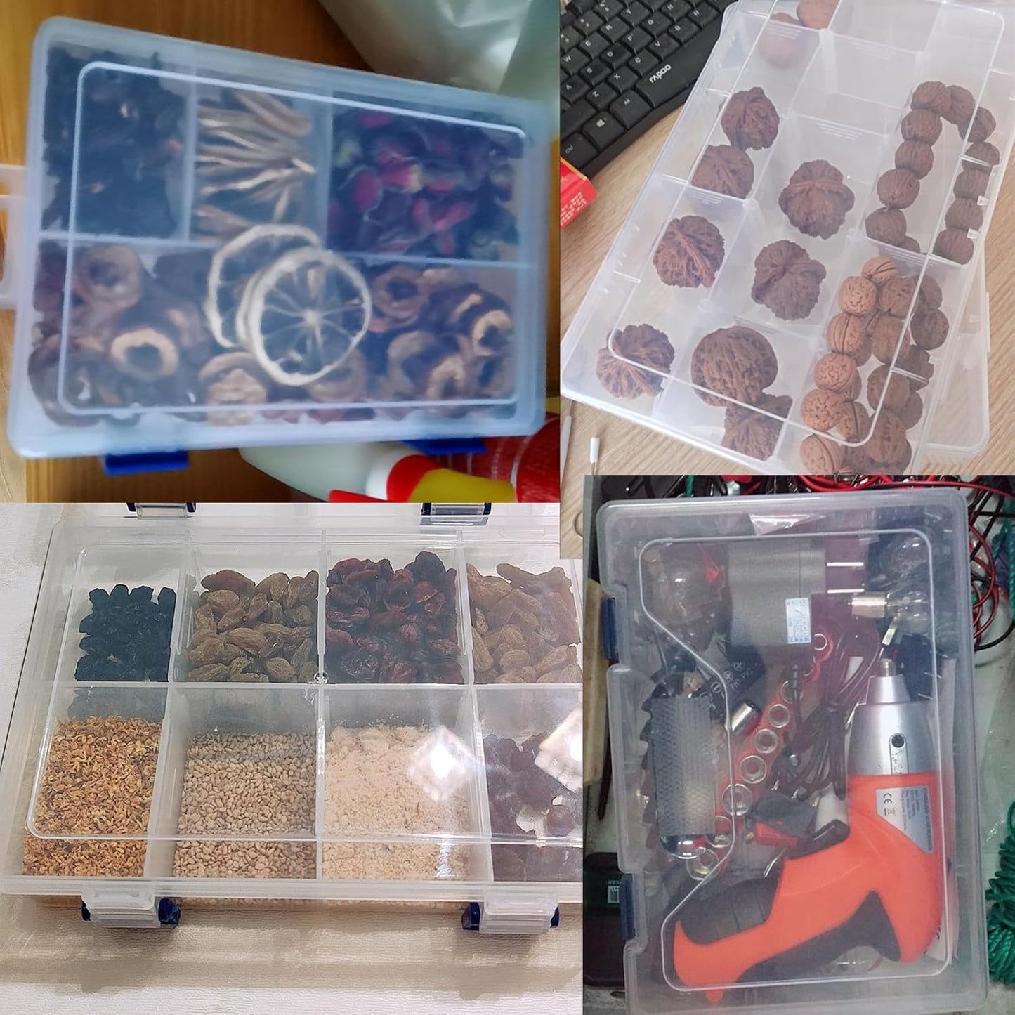 Xiaoyztan Clear Plastic Organizer, 8 Grids with Adjustable Dividers, Jewelry Box Bead Storage Container for Small Parts, Fishing Tackle, DIY Crafts, and Earrings