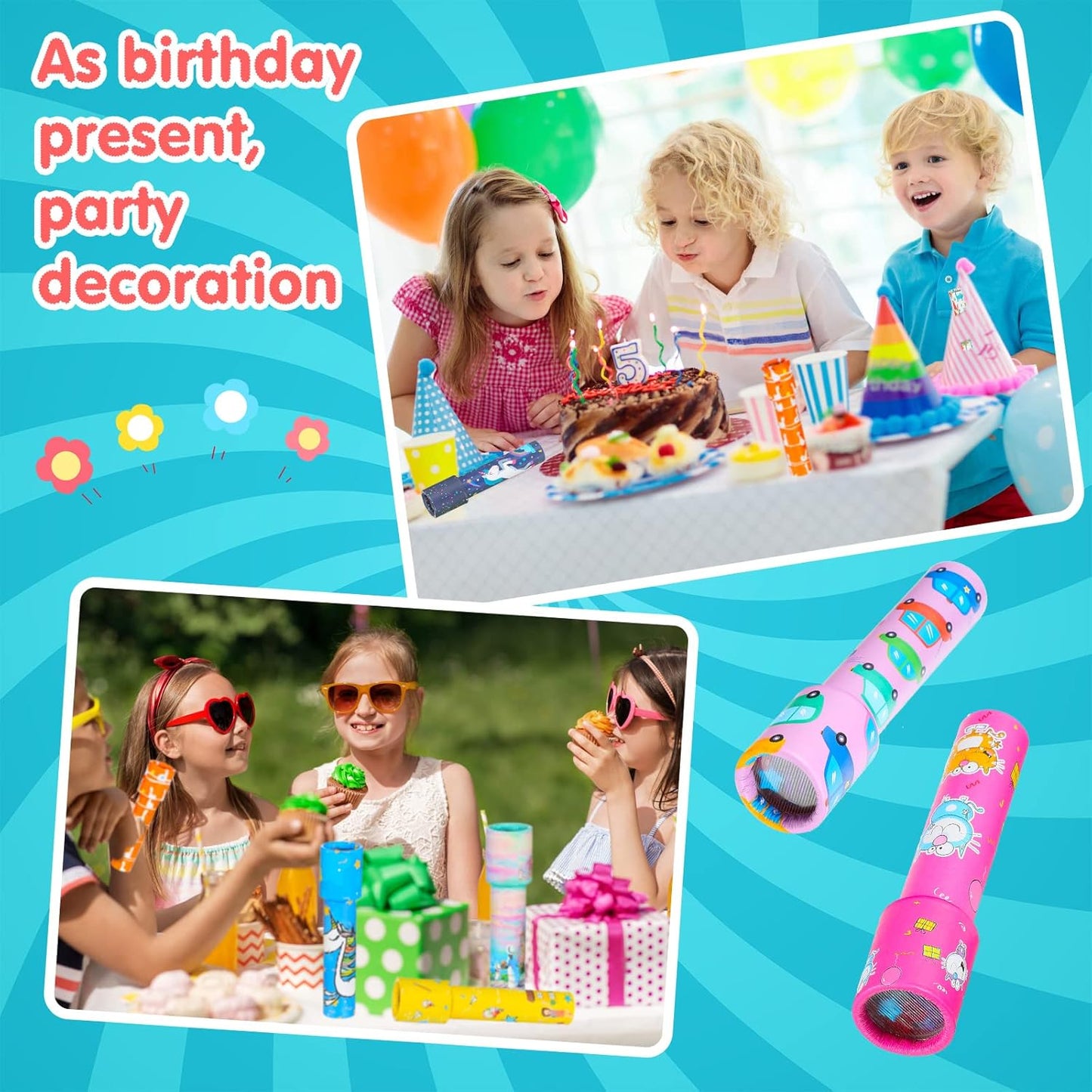 Chivao 20 Pcs Classic Kaleidoscopes Educational Toys for Party Favors Fun Kaleidoscope Toy for Stock Stuffers Bag Fillers Birthday Party School Classroom Prizes, Random Colors (Flamingo)