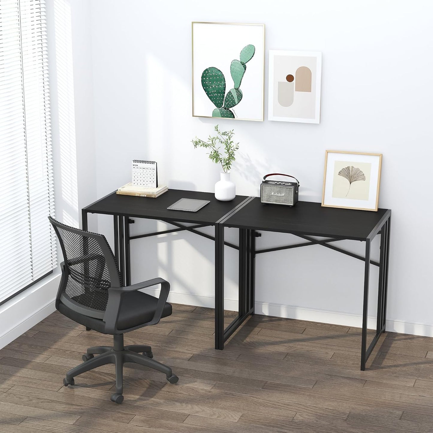 Lutown Teen Folding Computer Desk - 32 inch, Writing & Gaming, Small Space Office Desk, Black, No Assembly Required