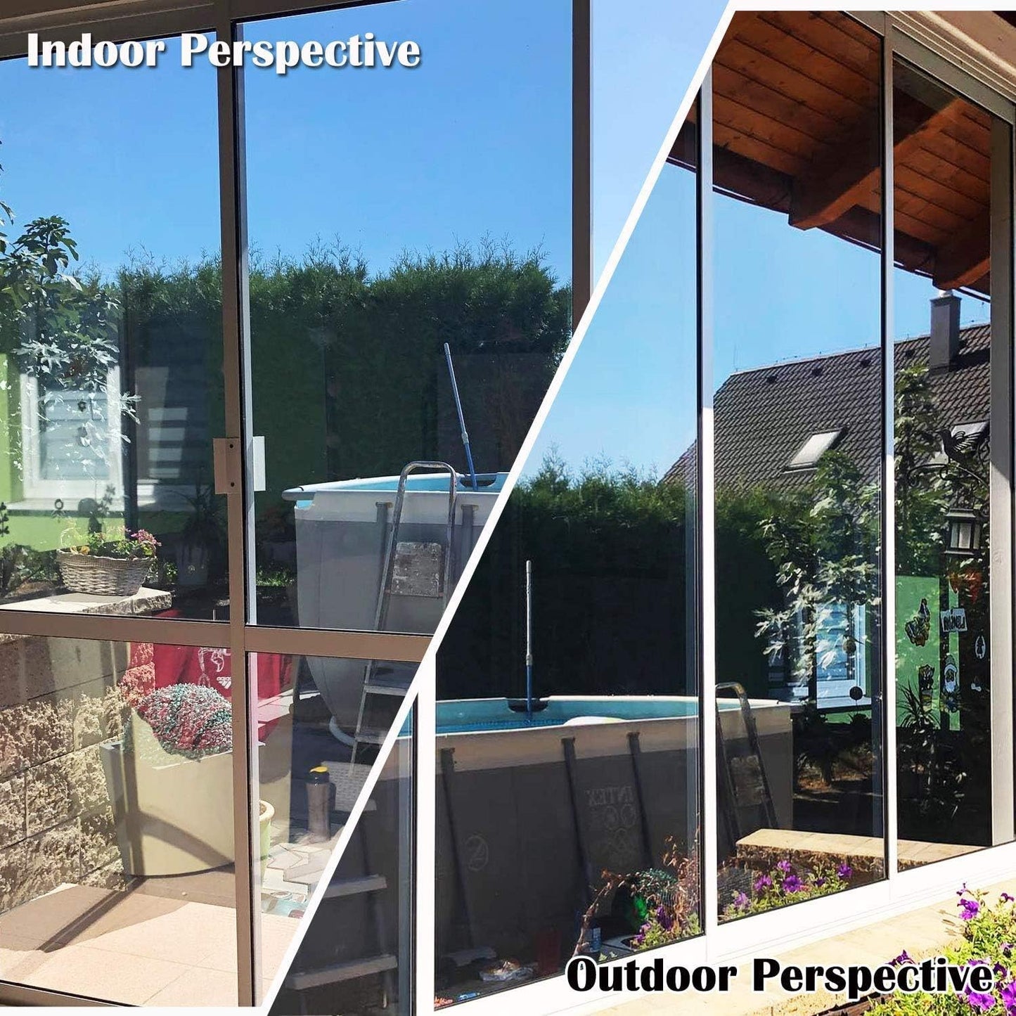 Niviy One Way Window Film Daytime Privacy Mirror Effect Reflective Window Tint for Home Self Adhesive UV Sun Blocking Heat Control Glass Door Films 17.5 x 196.8 inches Silver