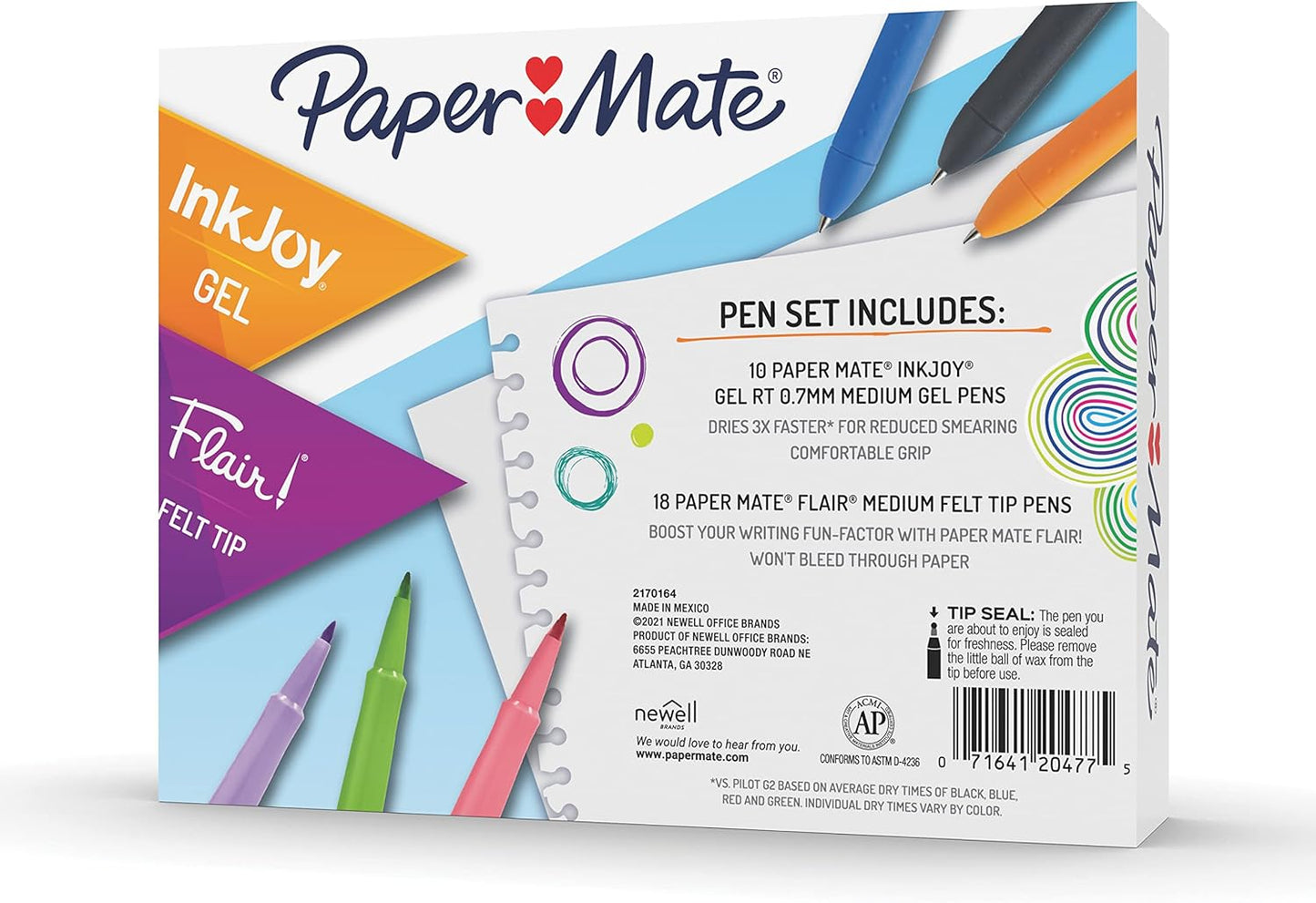 Paper Mate Pens Variety Pack, InkJoy Retractable Gel Pens, Flair Felt Tip, 28 Count - Assorted Colors, Smooth Writing, Fast Drying