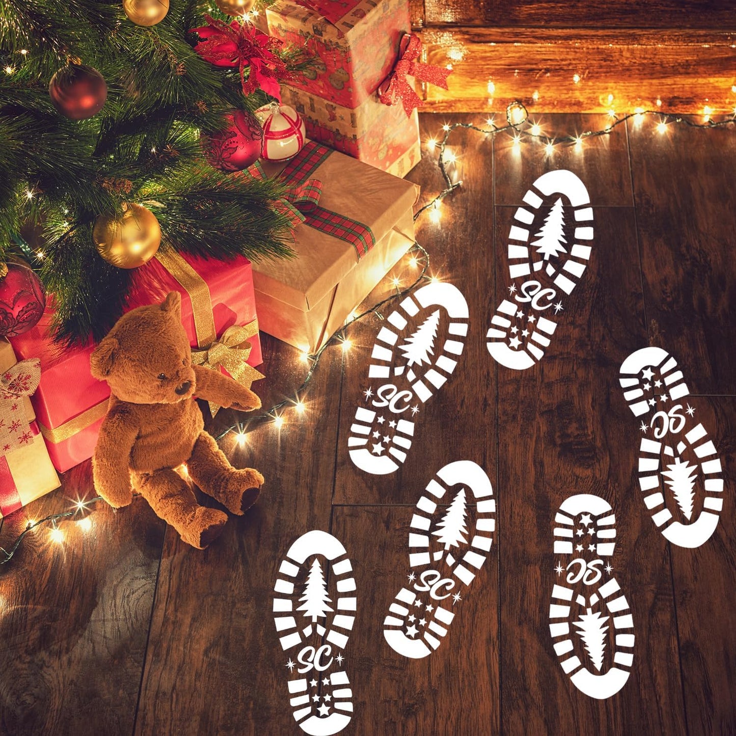 Christmas Stencils for Crafts Reusable 8” Large Christmas Stencil Santa Snowman Gnome Holiday Drawing Templates for Painting on Wood Doormat Fabrics Window Decor