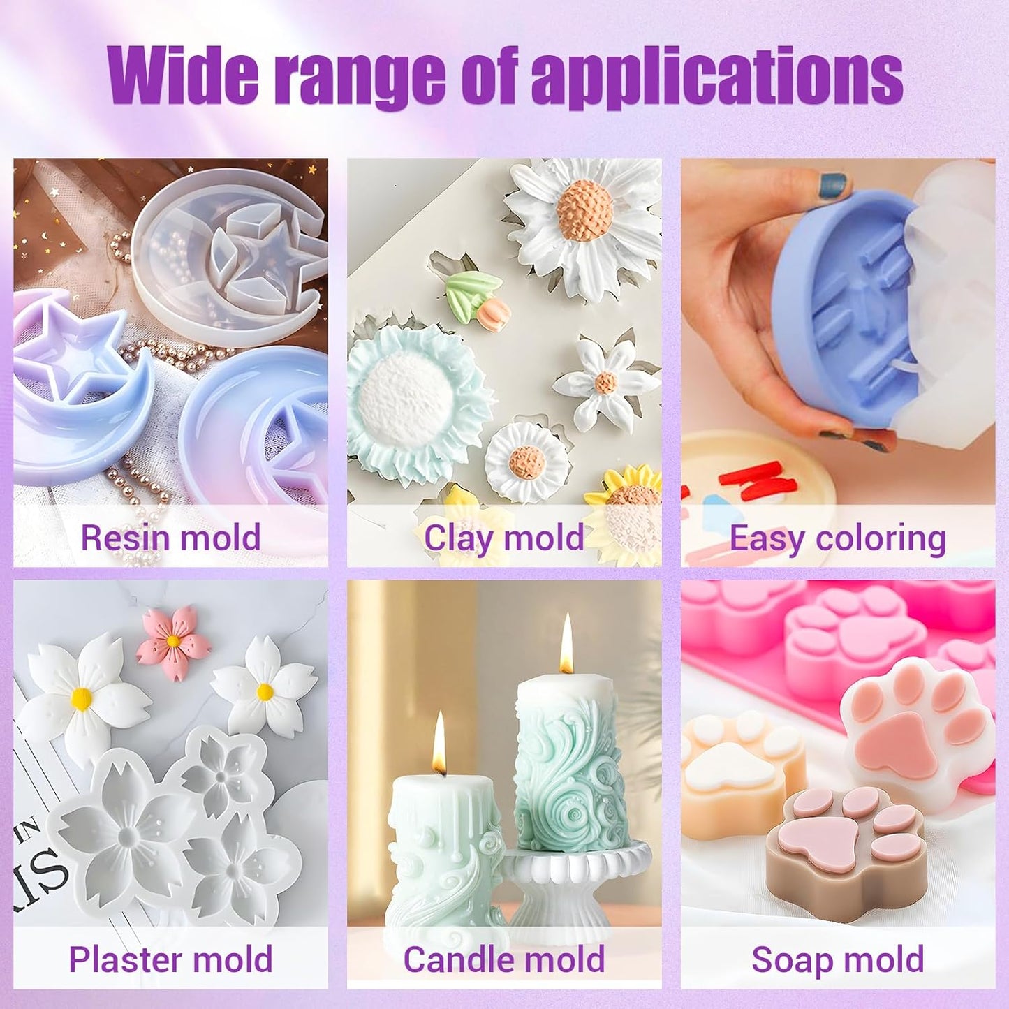 Silicone Mold Making Kit 130oz Platinum Silicone Rubber 15A Liquid Silicone Mixing Ratio 1:1 for Casting Resin Molds and DIY Jewelry Molds