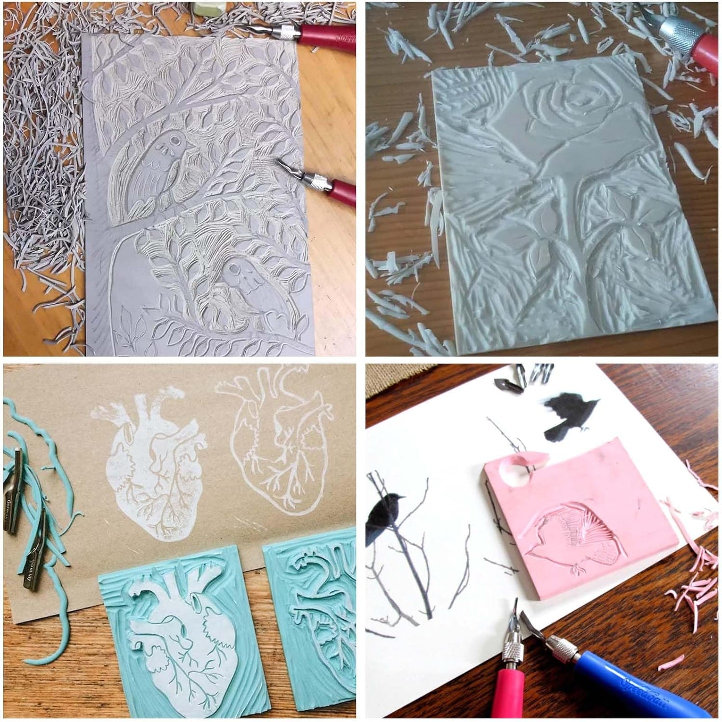 ZOENHOU 20 Pcs 4" x 6" White Rubber Carving Blocks, Soft Rubber Crafts Rubber Stamping Blanks, Linoleum Blocks for Printmaking