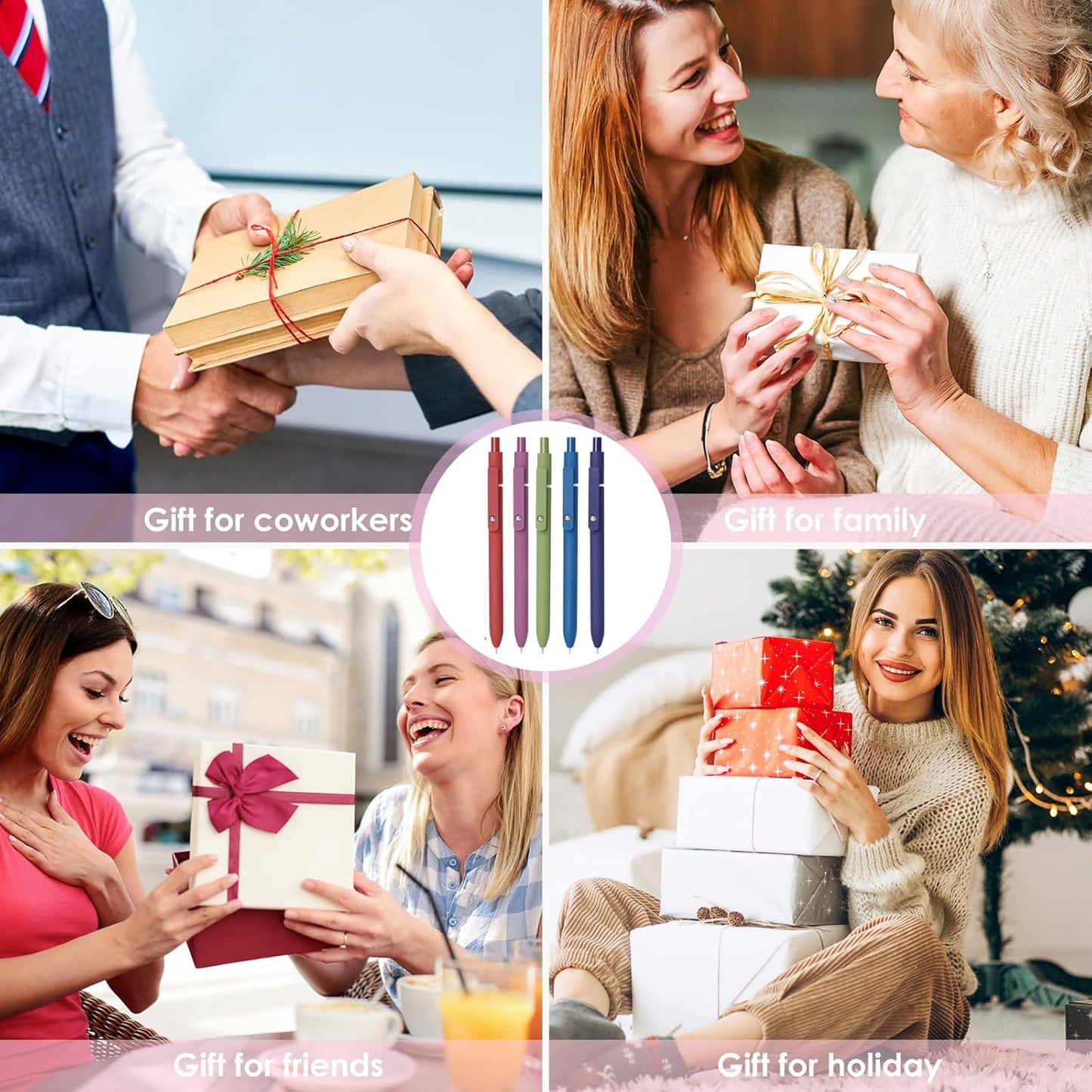 Gel Pens, 5pcs 0.5mm Gel Pen Cute Black Ink Fine Point Pens With Smooth Writing, Quick Dry Pens For Journaling, Teacher Work Desk Accessories Office School Supplies for Men Women Student (Vintage)