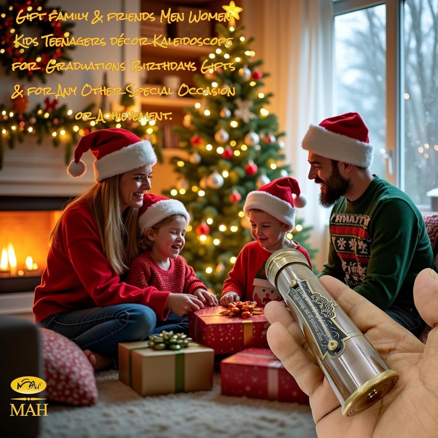 Handcrafted Brass Kaleidoscope β Vintage Nautical Collectible Gift for Kids, Teens & Adults β Sentimental Keepsake with Greeting Card β Educational Toy & Home DΓ©cor Accent β Timeless Pattern Design