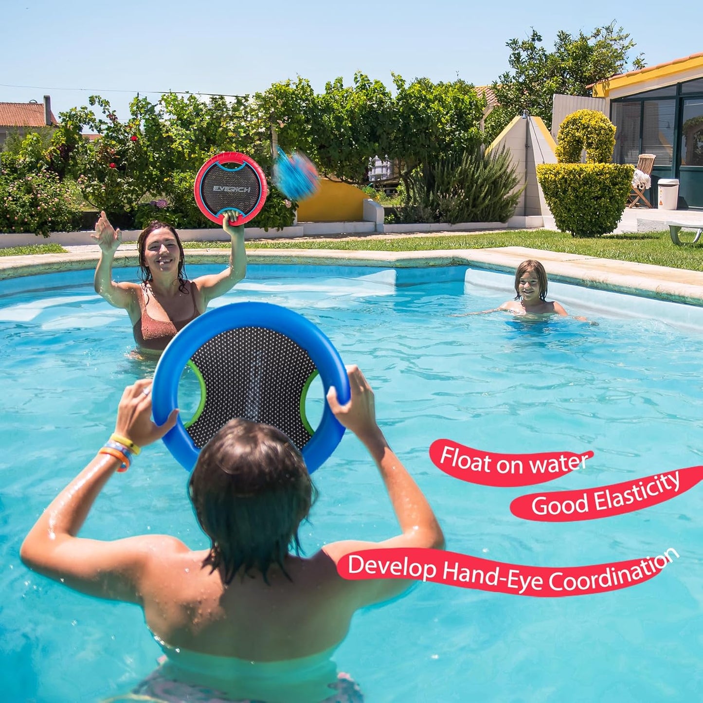 EVERICH TOY Trampoline Paddle Ball Set with 4 Bouncy Paddles & 8 Balls - Soft Foam Design for Kids Play Indoor Outdoor Beach Backyard Lawn - Great Gift Idea for Boys & Girls