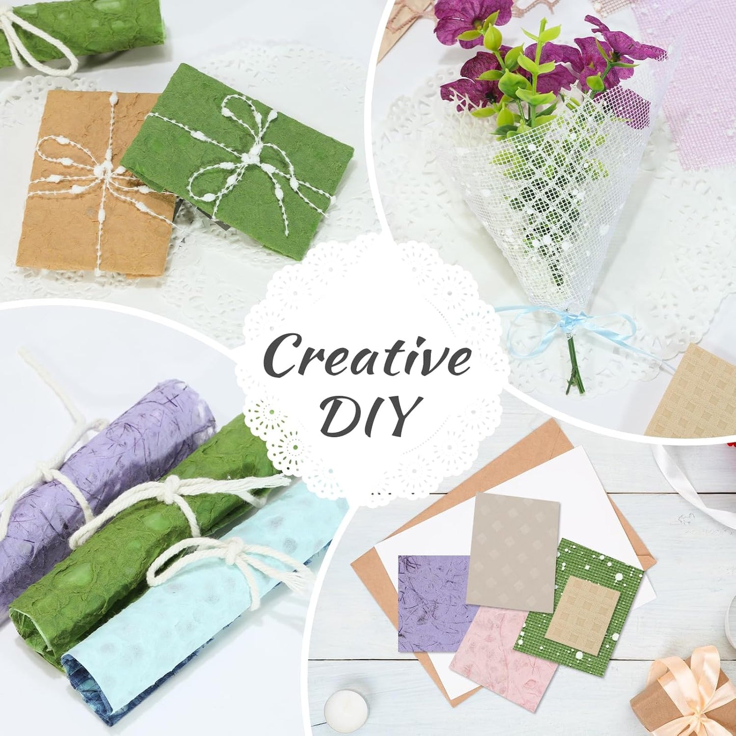 96 Sheets Textured Scrapbook Paper Set - 6 Color Themes, Assorted Mesh Fabric, Decoupage Paper for Junk Journals, Card Making, DIY Crafts (3.9x5.5 Inch)