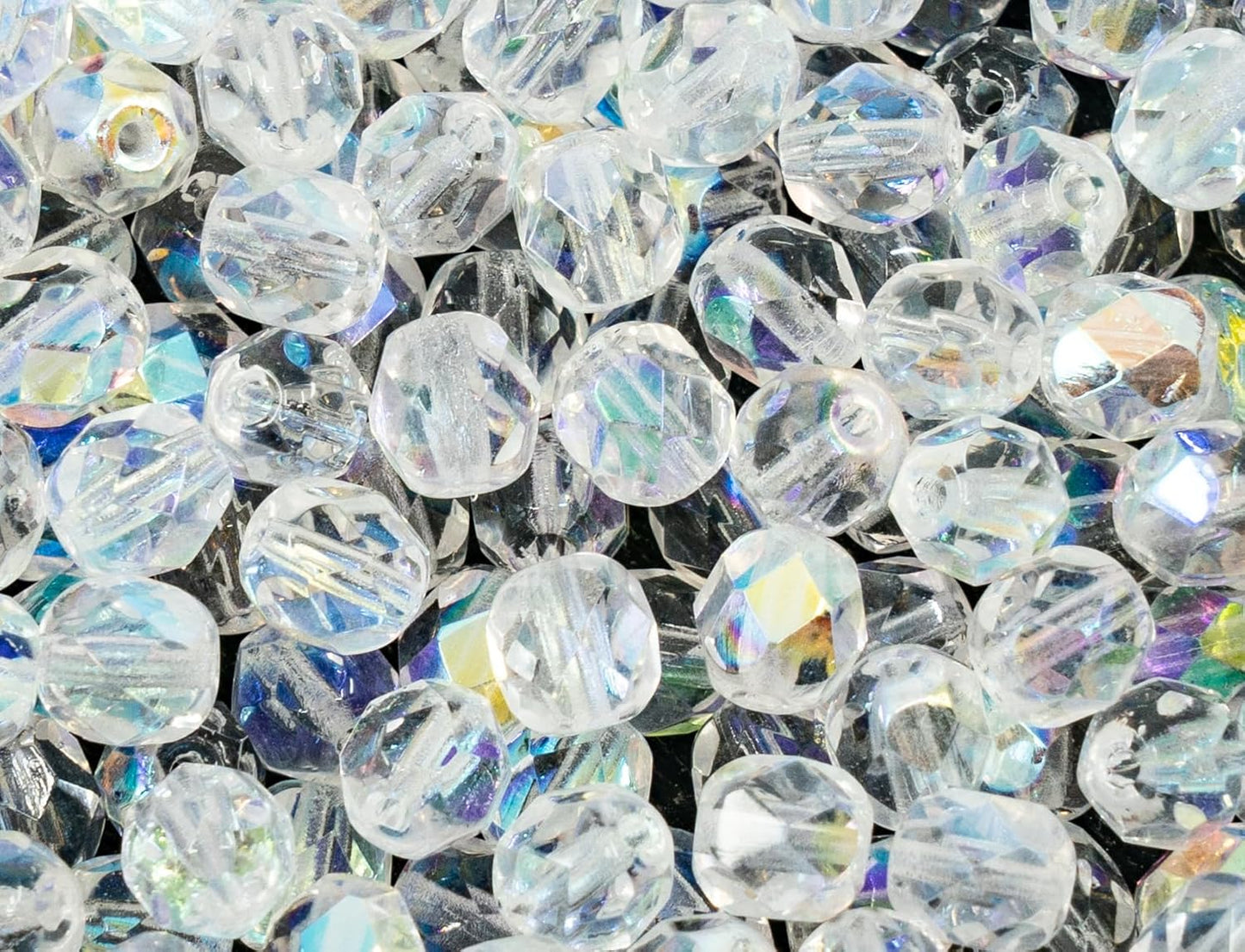 50 pcs Faceted Fire Polished Pressed Czech Glass Beads 6mm (0.24in), 00030-28701 Crystal AB