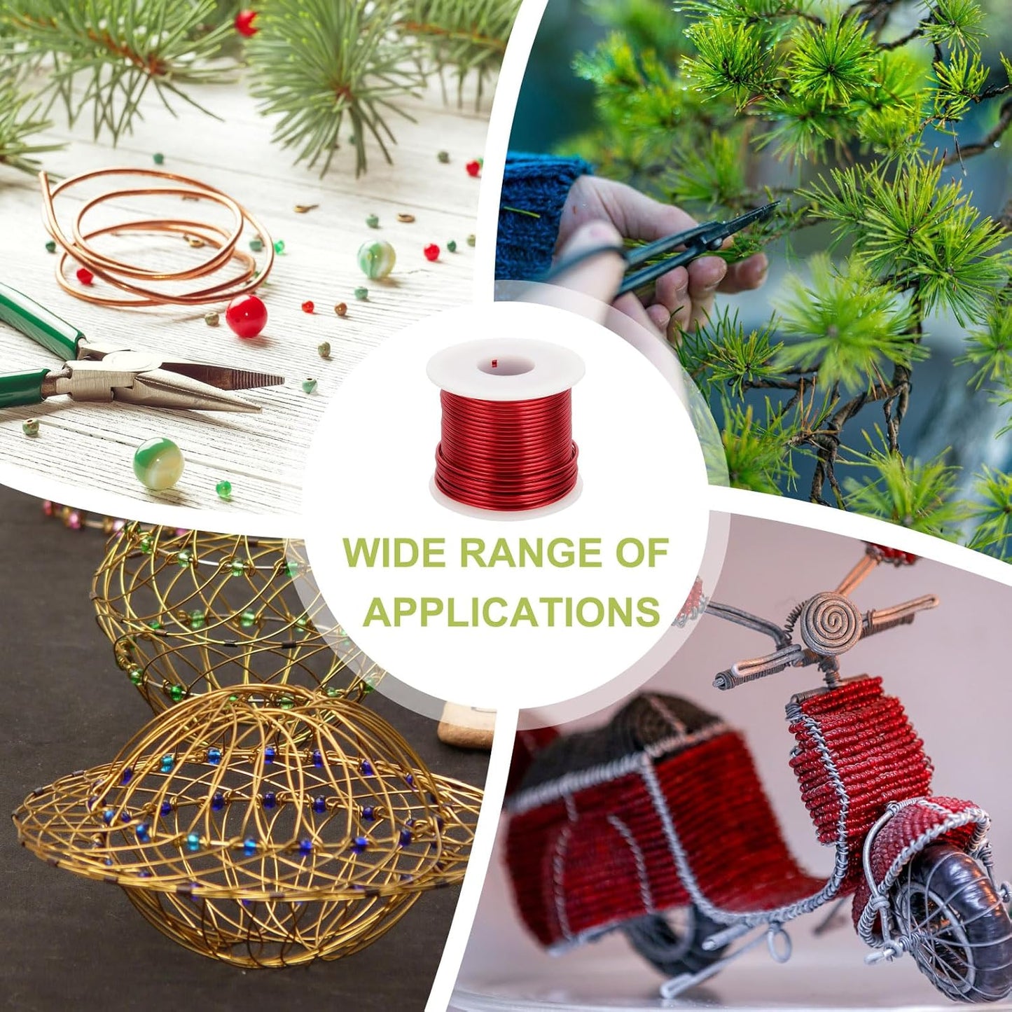 MECCANIXITY 12 Gauge Anodized Aluminum Craft Wire Bendable Bonsai Training Wire 98 Feet 2mm for Sculpting Crafts Wreath Floral Beading Jewelry Making, Red