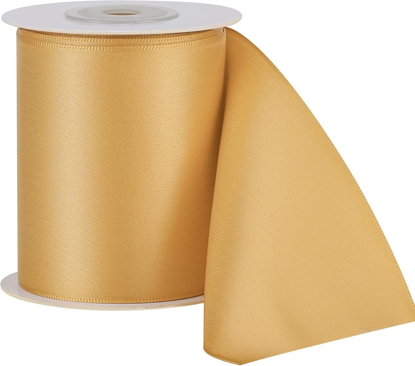 LIUYAXI Old Gold Double Face Satin Ribbon,3" X Continuous 10 Yards,Ribbons Perfect for Chair Sash Wedding Bouquet Sewing Party Decoration Bows Making