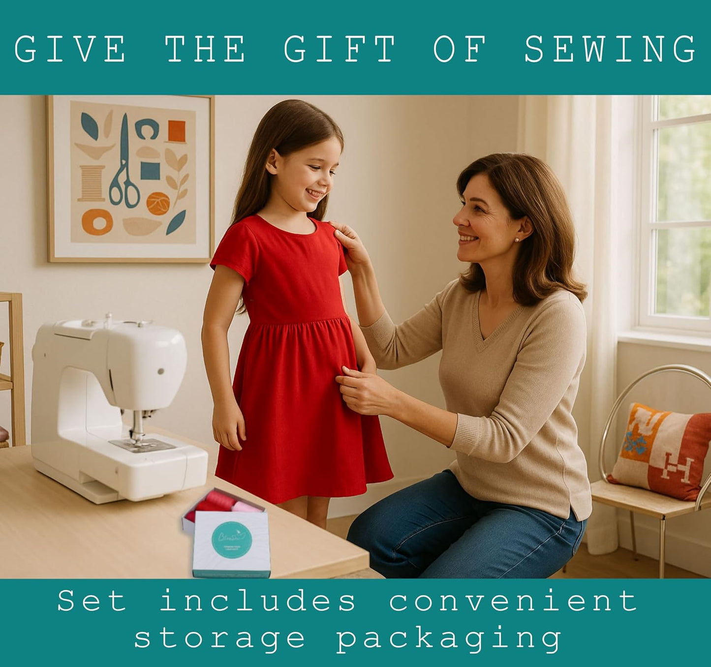 BlesSew Sewing Thread in Red Color Tones – 6 Spools of Polyester Thread for Sewing Machine for Beginners, Hand Stitching & Quilting - 1000 yds per Spool