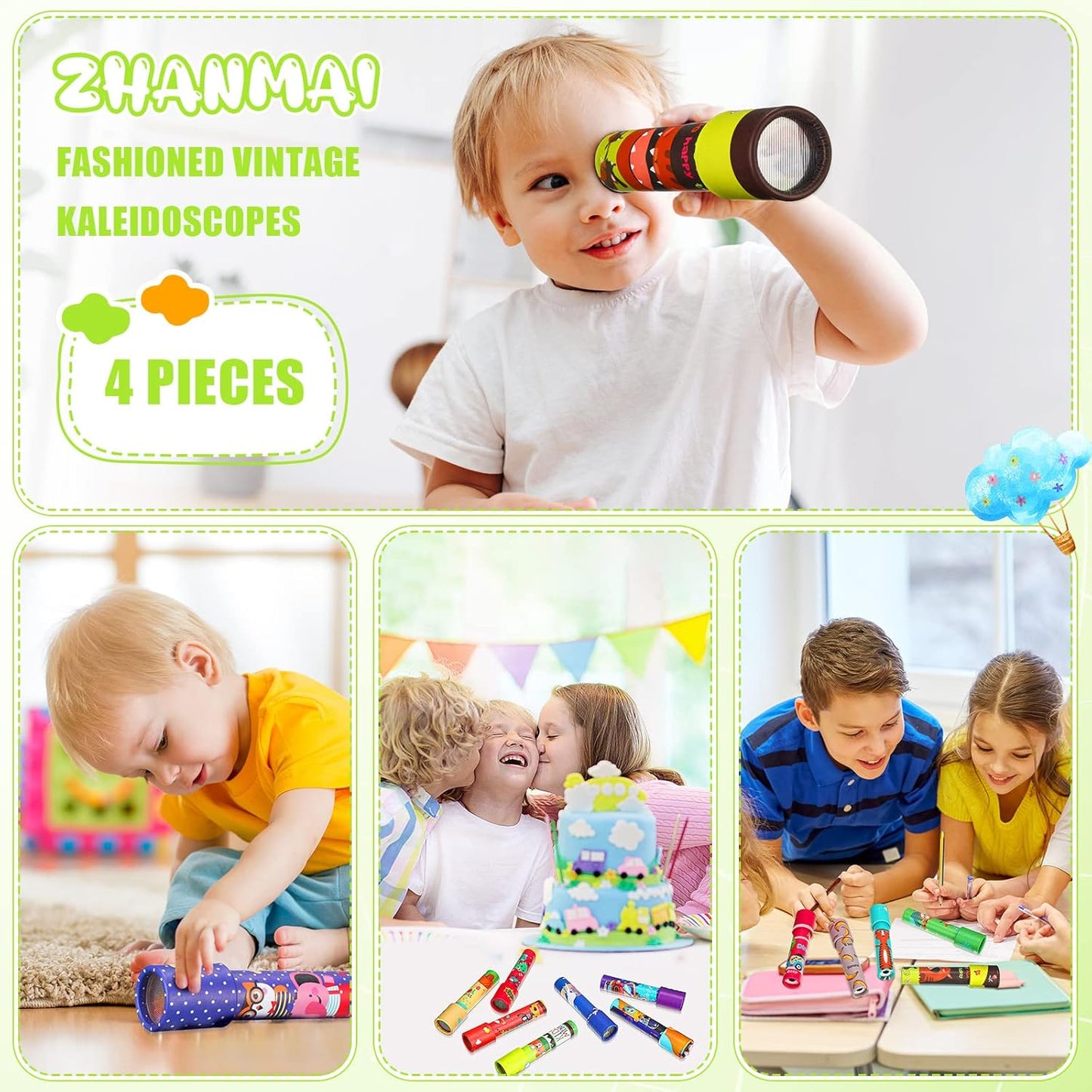 CHENGU Classic Kaleidoscope Return Gifts for Kids Birthday, Educational Toy for Classroom School Return Gifts, Party Favor, Gift Bag Filler, Carnival Prize and Stocking Fillers(Double Style)