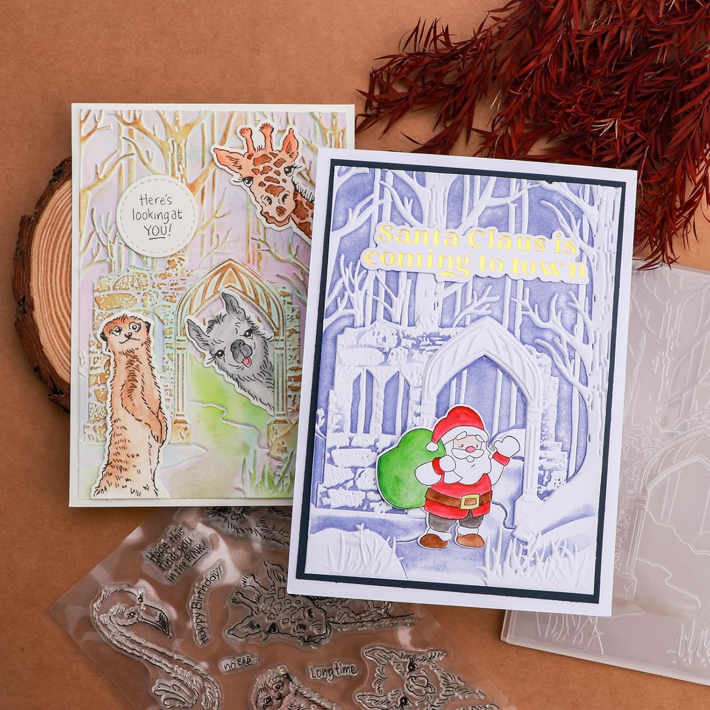 BAOFALI 3D Embossing Folder for Card Making, Deep Forest, Castle Plastic Texture Fades Embossing Folder Template for Scrapbooking Cardstock Album DIY Decoration Paper Crafting 6.3x4.5inch