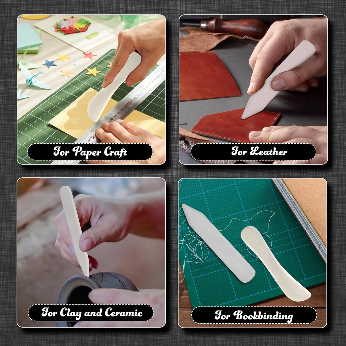 Ecohu Bone Folder & Creaser Tool - 2PCS - Scoring, Folding for Origami, Paper Crafts, Bookbinding, Leather Crafts and Card Making & Folding Paper