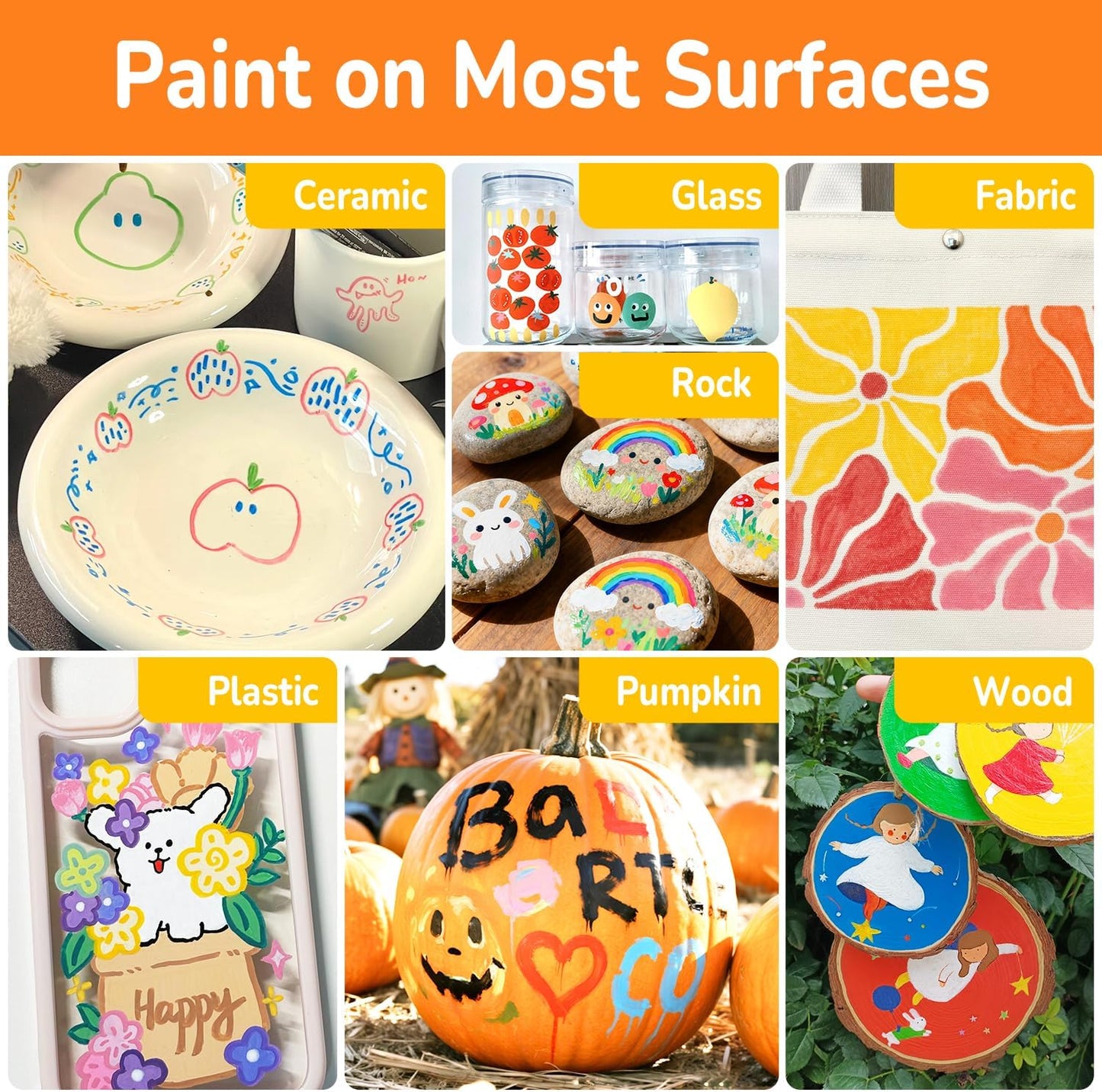 Acrylic Markers, 60 Dual-Tip Paint Pens for Rock Painting, Colouring Books, Mugs, Canvas Shoes, Metal, Scrapbooking - Quick Dry, Brush & Fine, Drawing Markers, Classrooms Must Have