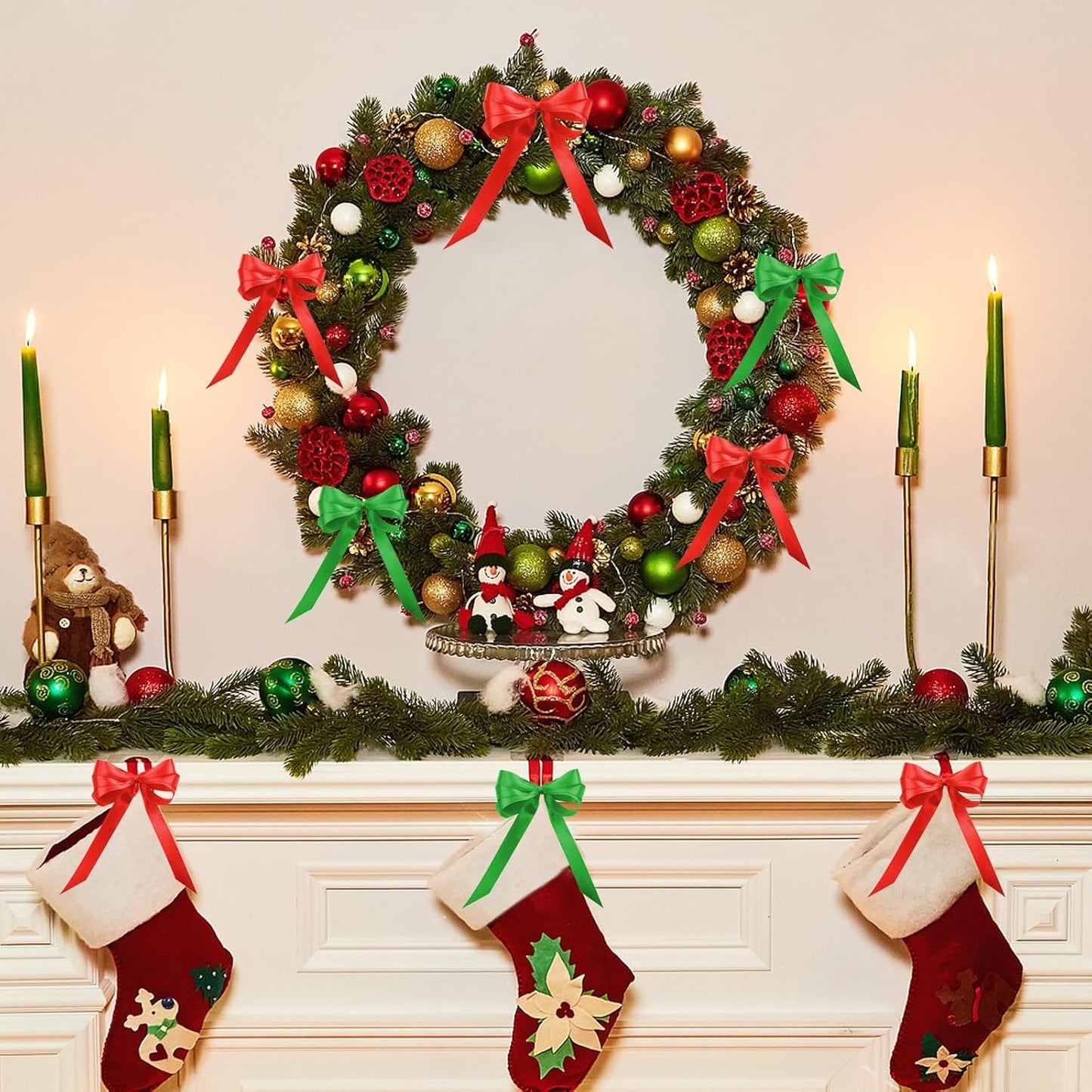 3/8" Ribbon Set - Red White and Green Ribbon (25 Yards Each) | Perfect for Gift Wrapping, St. Patrick's Day Mother's Day Crafts, Hair Bow, and Holiday Decor